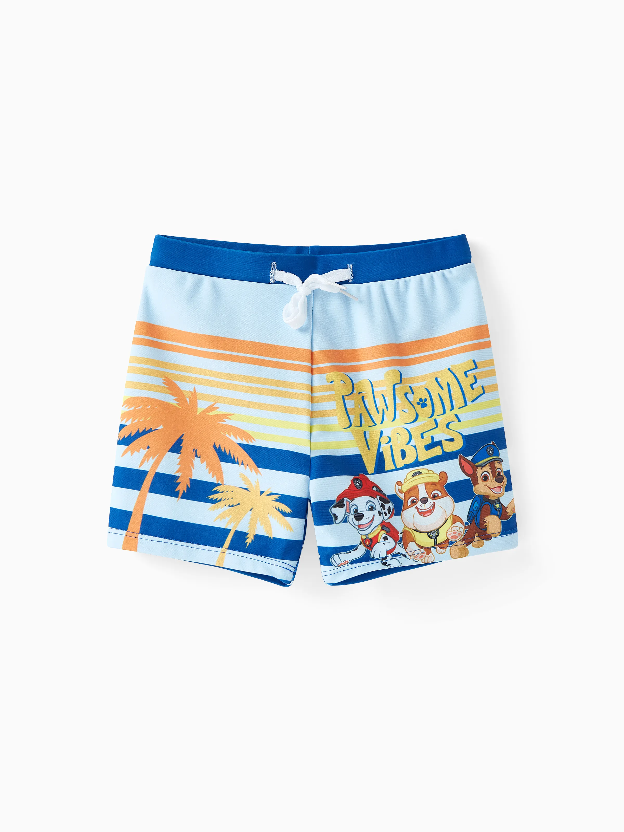 

PAW Patrol Toddler Boy Chase Marshall Rubble Tropical Plant Stripe pattern Swim Trunks