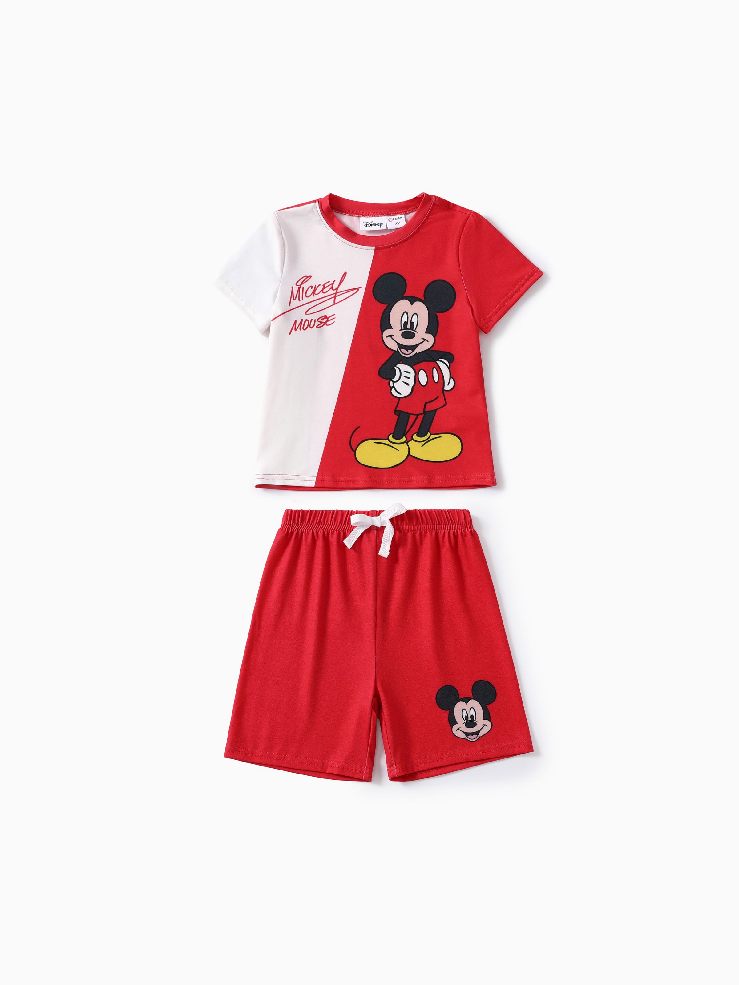 迪士尼米奇和朋友們蹣跚學步的男孩 2 件 Naia™ 米奇帶字母印花 T 恤和短褲套裝