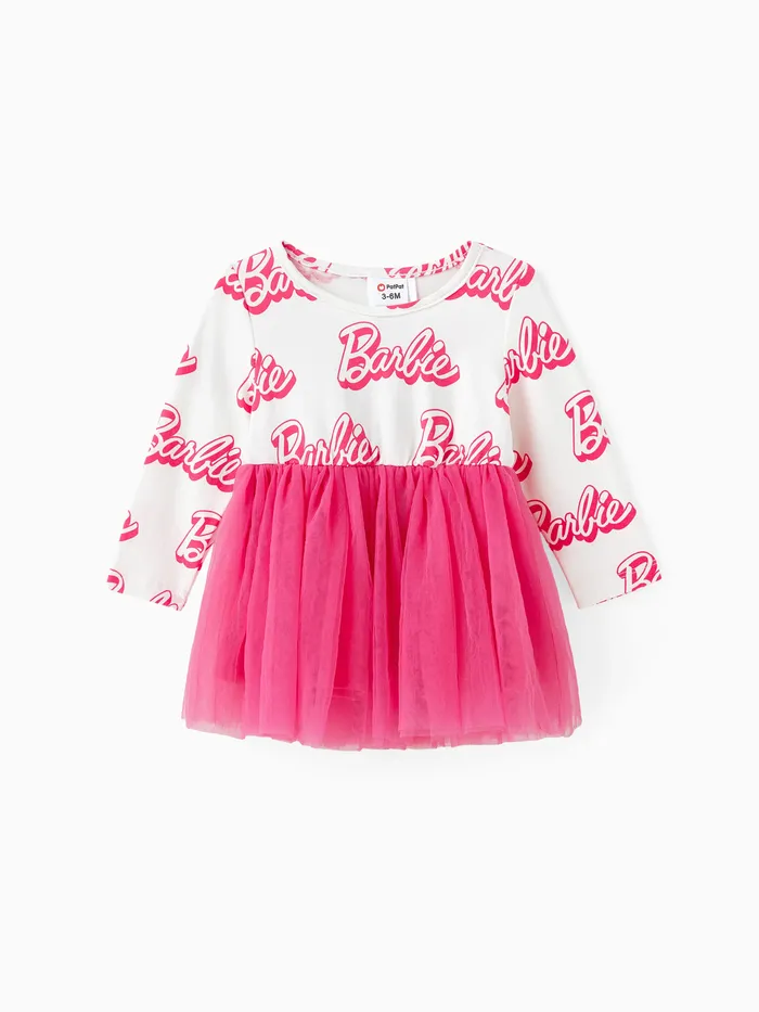 Barbie Baby Girl 95% AlgodãoCarta Print vestido de malha