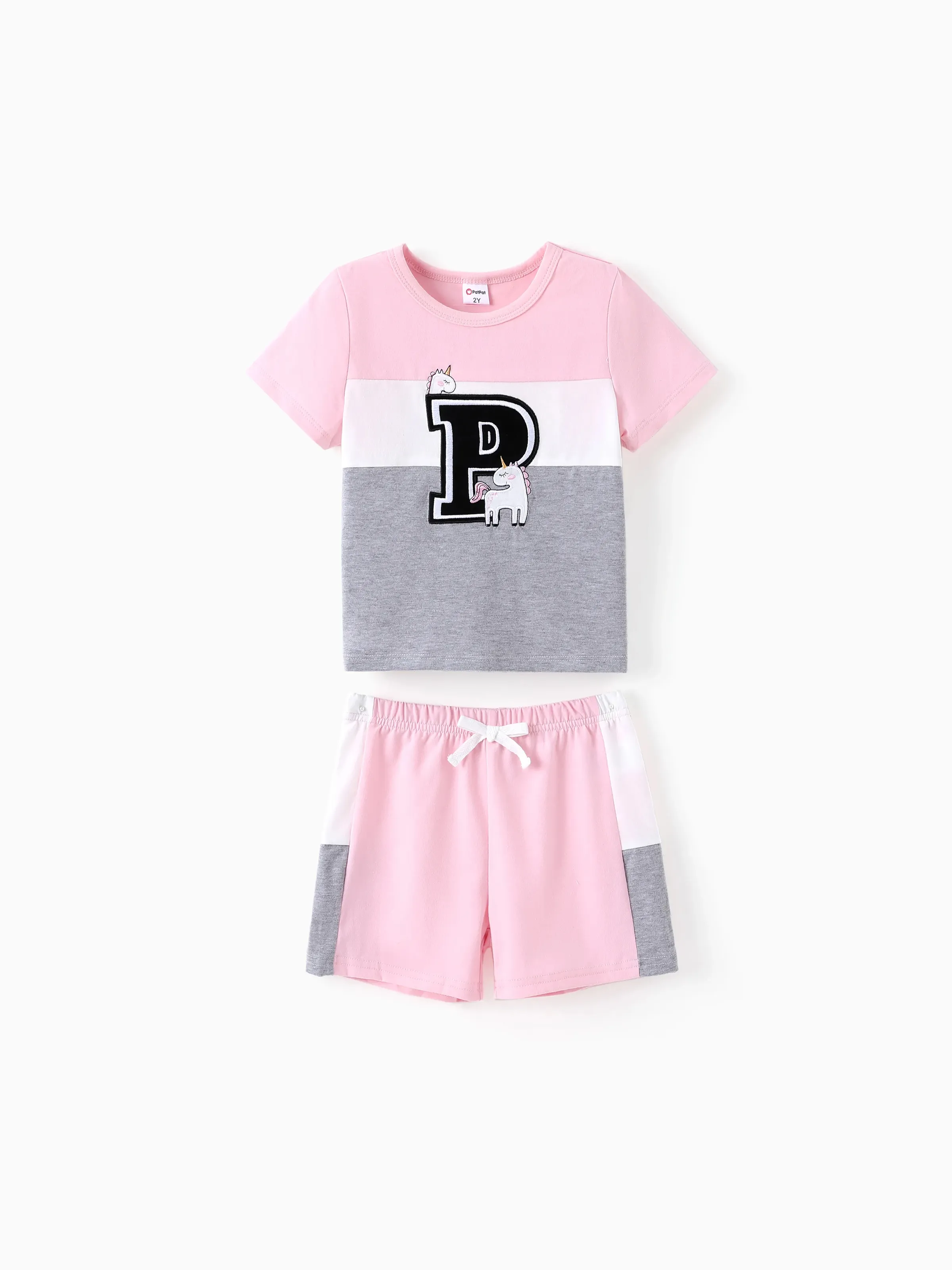 Niño Pequeño / Niña 2pcs Colorblock Tee And Shorts Set