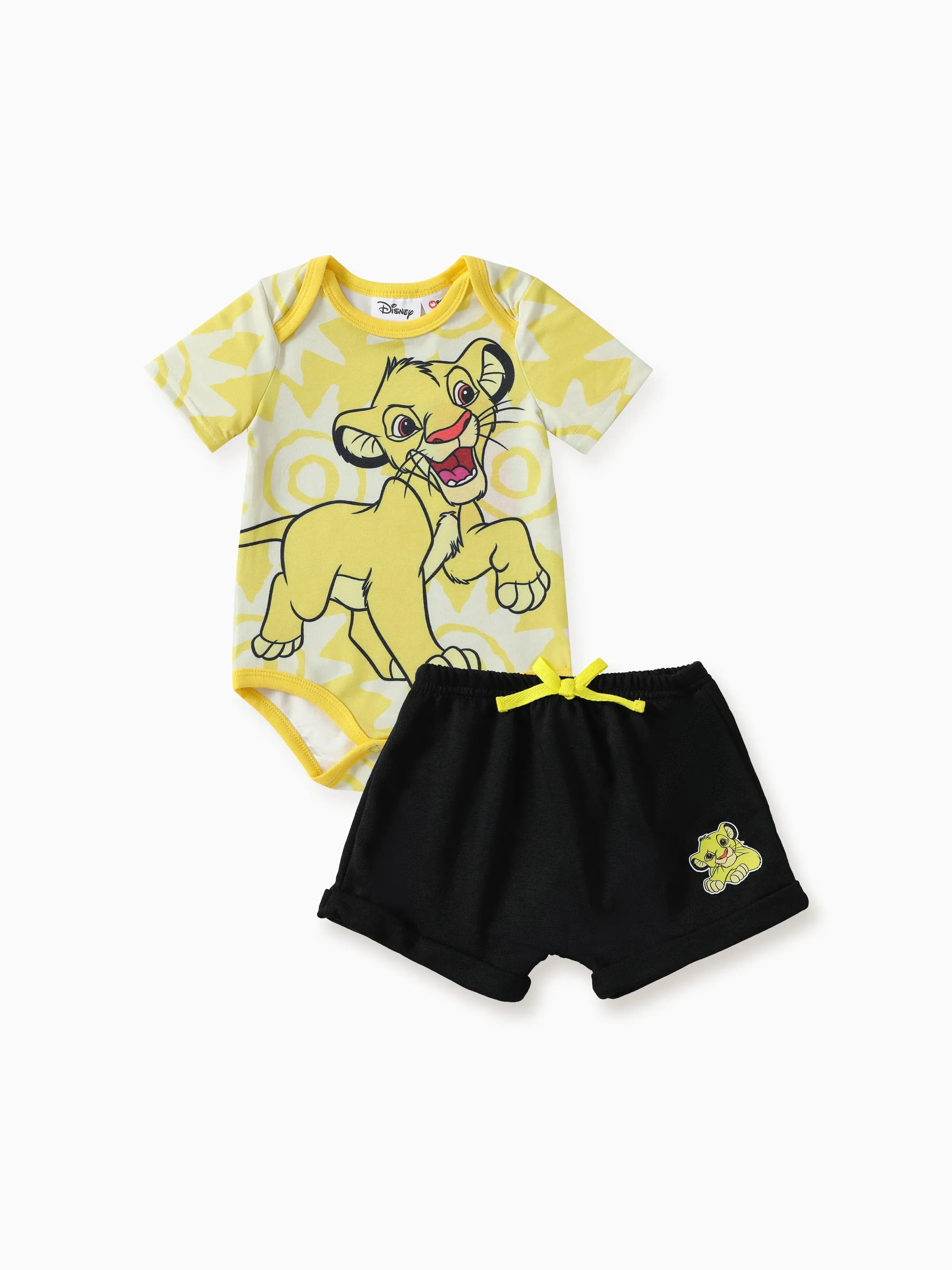 

Disney Lion King Baby Boys Simba 2pcs Naia™ Character Print Short-sleeve Romper with Short Set