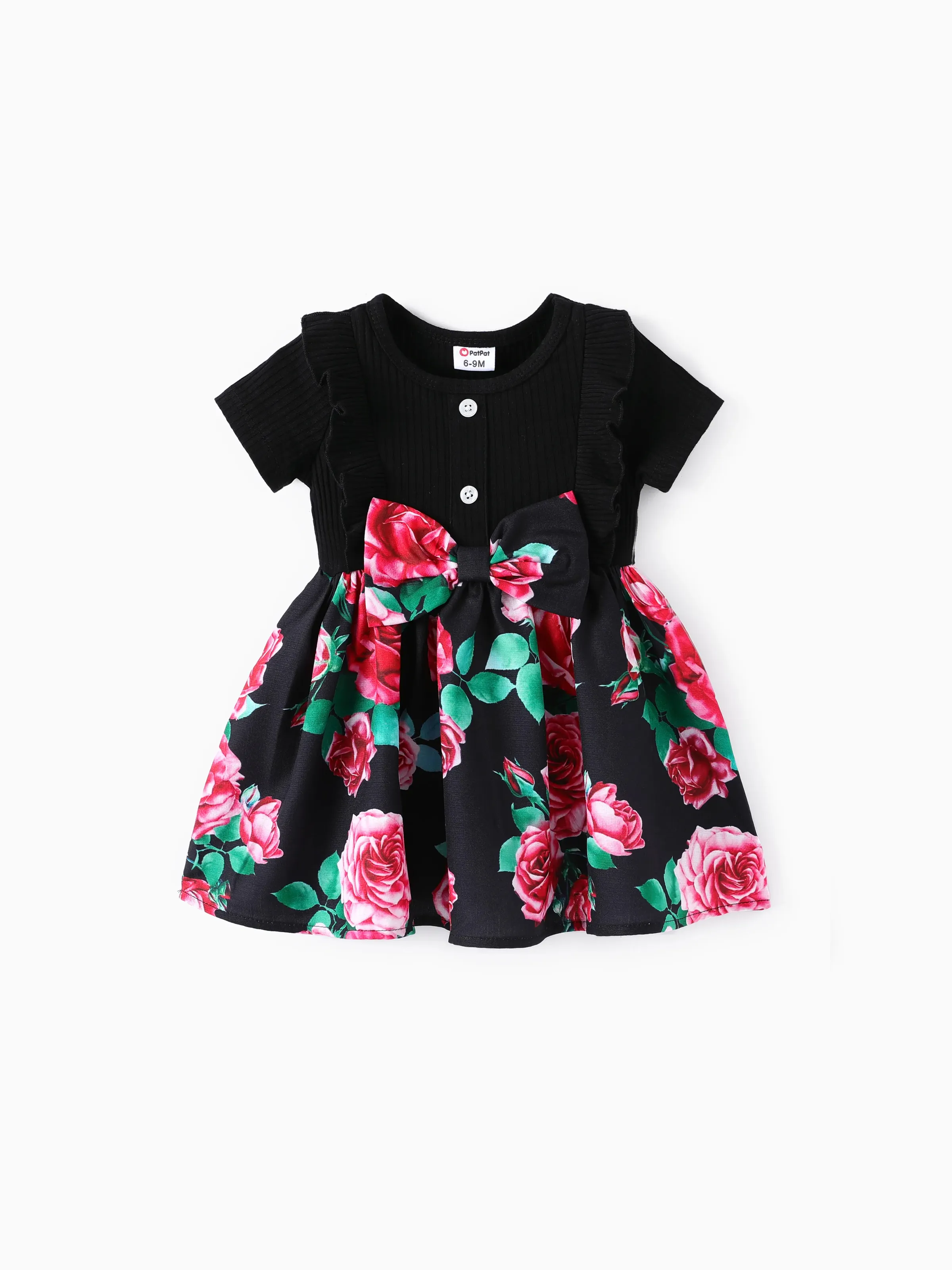 Baby Girl Sweet Floral Print Ruffled Dress