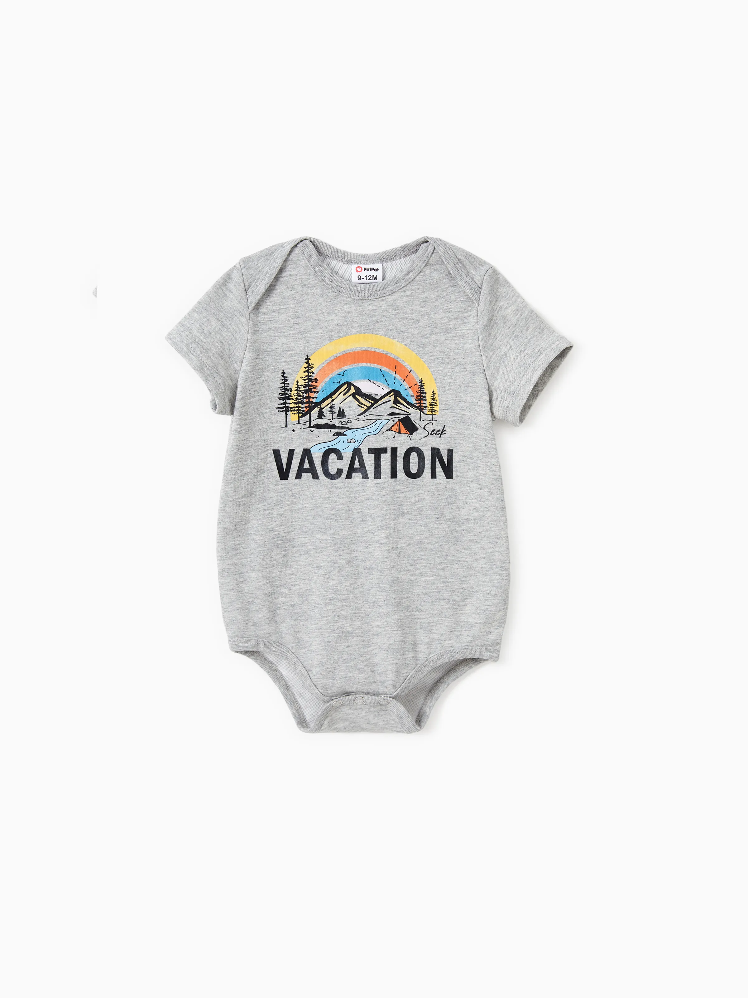 

Quick-Dry Family Matching Vacation Text Rainbow Mountain Graphic Tee