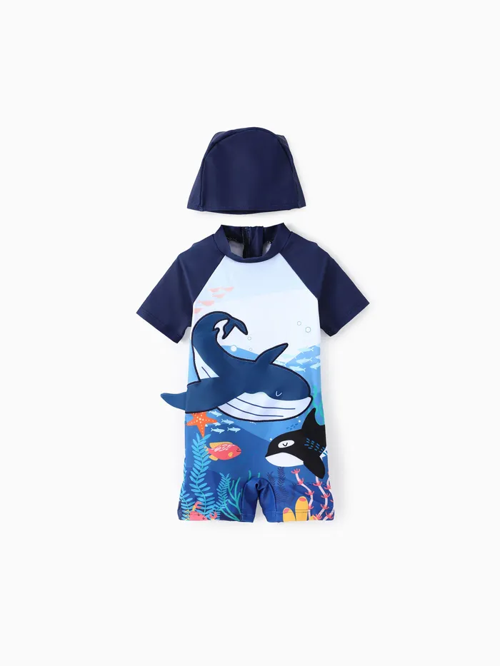 Kleinkind Junge Animal Print Badeanzüge mit Kappe