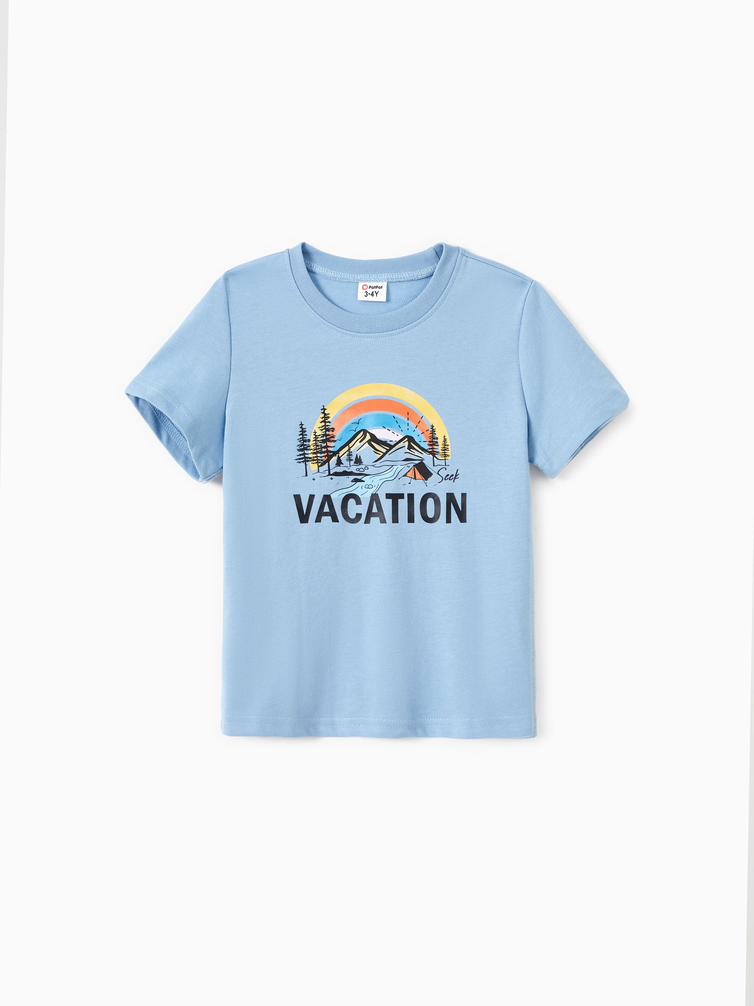 

Quick-Dry Family Matching Vacation Text Rainbow Mountain Graphic Tee