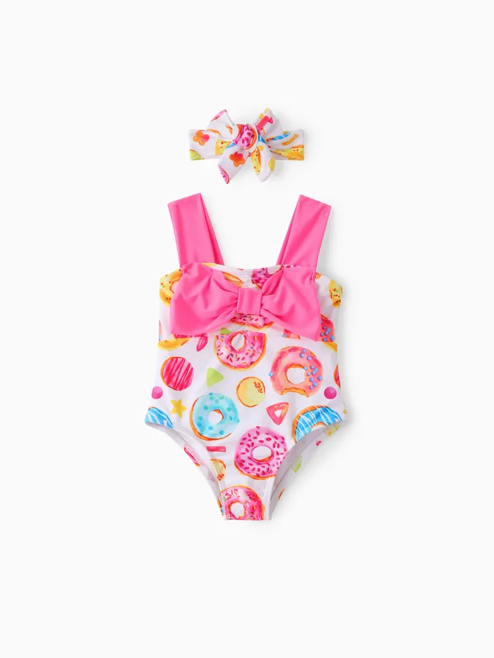 طفلة 2 قطع الحلو دونات طباعة ملابس السباحة مجموعة