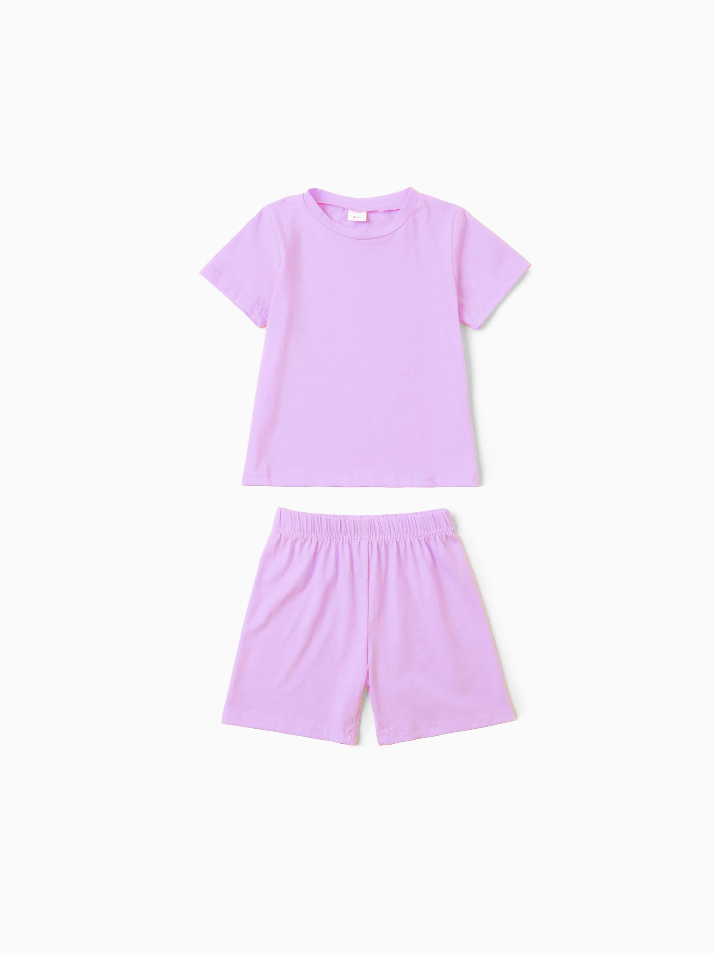 Toddler Boy/Girl 2pcs Cotton Solid Color Tee And Shorts Set