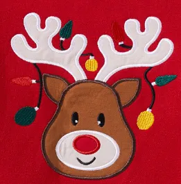 Family Christmas Sweatshirts (Green & Red) with Reindeer Print Red-2