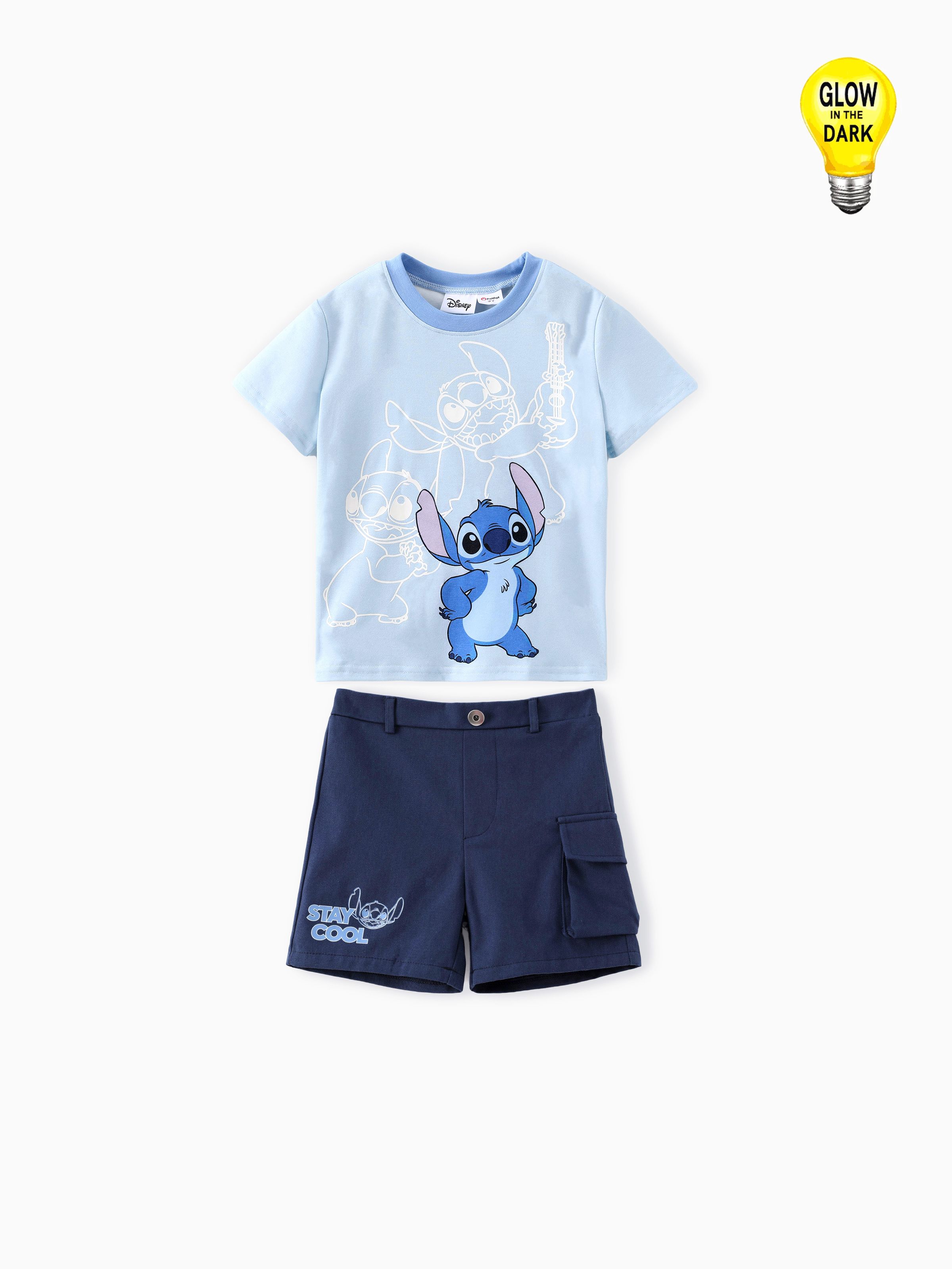 

Disney Stitch Toddler Boys 2pcs Stitch Character Print Tee with Cotton Shorts Set