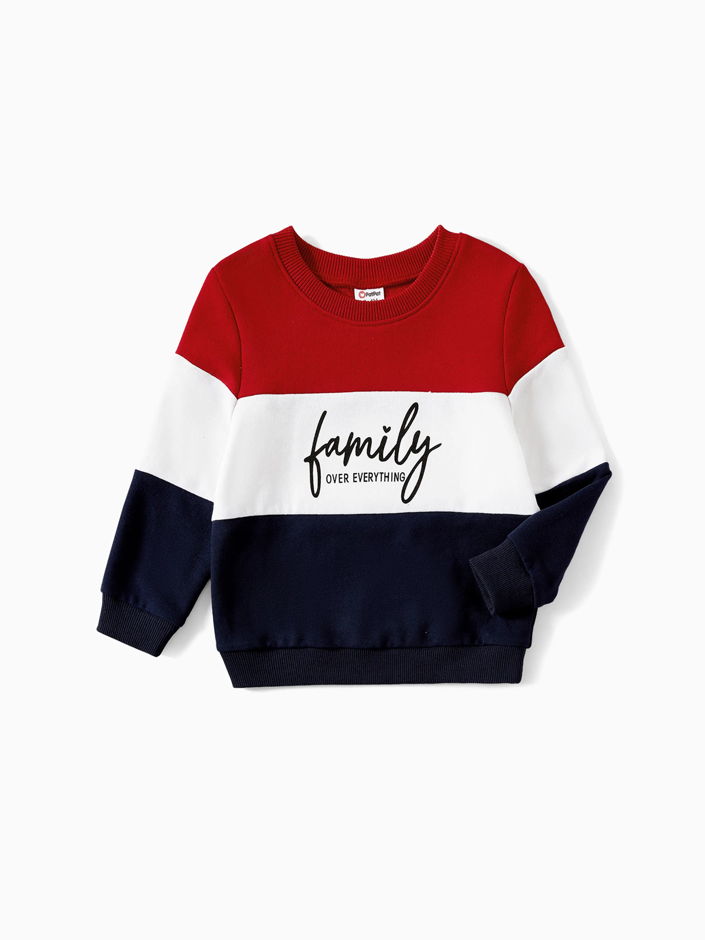 

Family Matching Colorblock Letter Print Crew neck Long-sleeve Sweatshirts