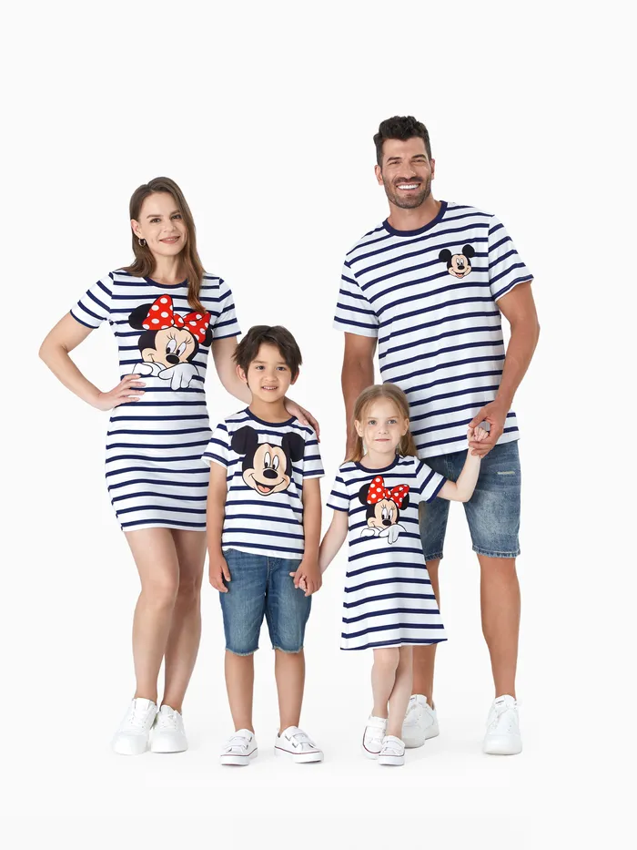 Disney Family Matching Stripe & Character Print Manga curta Naia™Vestidos e T-shirts Conjuntos