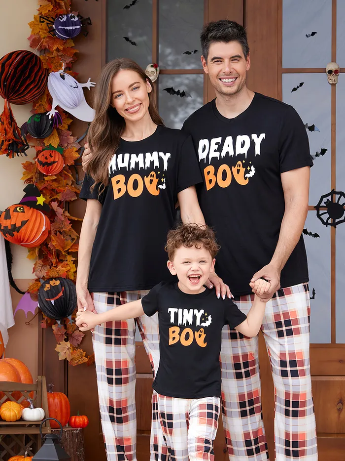 Halloween Family Mtaching Letter Print Pajamas 