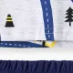 طقم تي شيرت بأكمام قصيرة مطبوع عليه مركبة طريق للأولاد الصغار من قطعتين ومجموعة شورت رمادي مرن أزرق