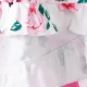 2-piece Toddler Girl Floral Print Bowknot Design Ruffled High Low Sleeveless Tee and Polka dots Pants Set Pink