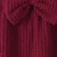 2pcs Baby Girl 100% Cotton Solid Ribbed Long-sleeve Bowknot Ruffle Jumpsuit and Headband Set  Brick red