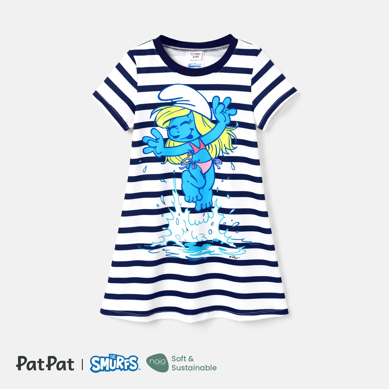 The Smurfs Family Matching Naia™ Character & Stripe Print Short-sleeve Dresses and T-shirts Sets