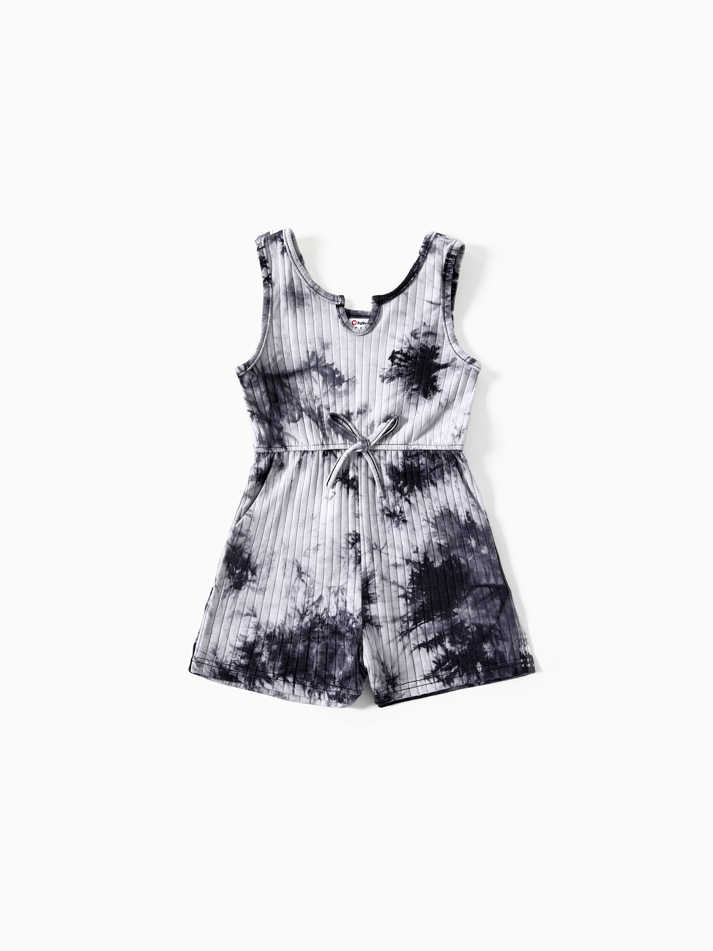 

Mommy and Me Black and white Tie-dyed Drawstring Romper