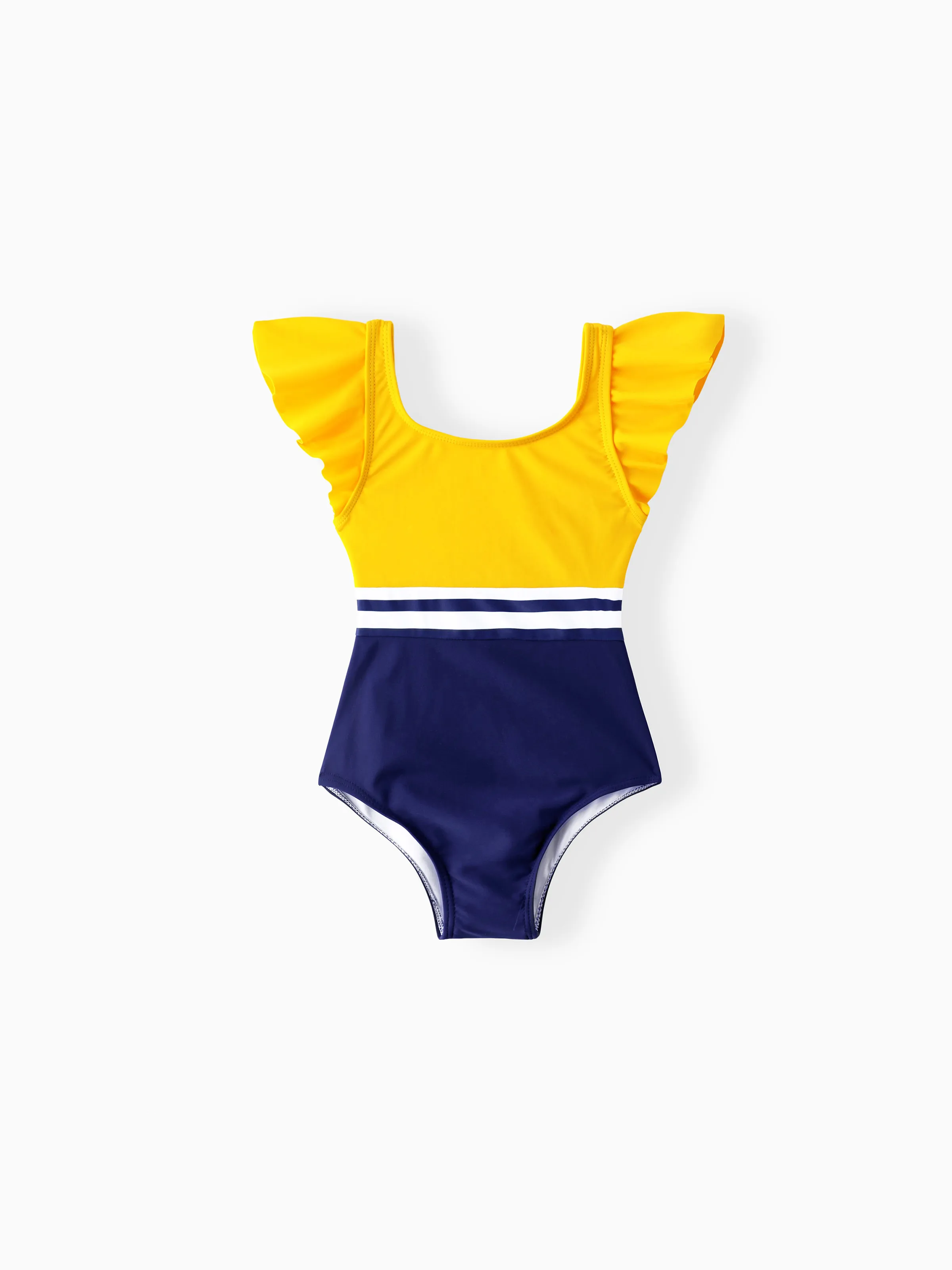 

Family Matching Stripe & Colorblock Spliced One Piece Swimsuit or Swim Trunks Shorts