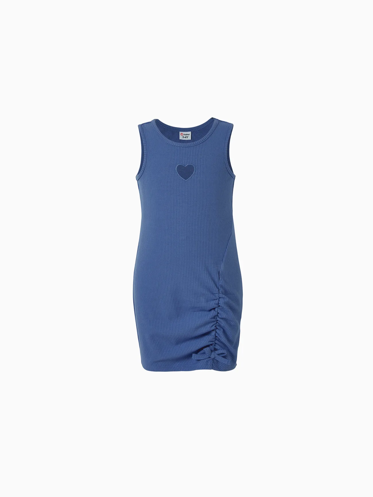 

Mommy and Me Grey-Blue Ribbed Button Decor Drawstring or Heart-Shaped Cutout Body-con Dress