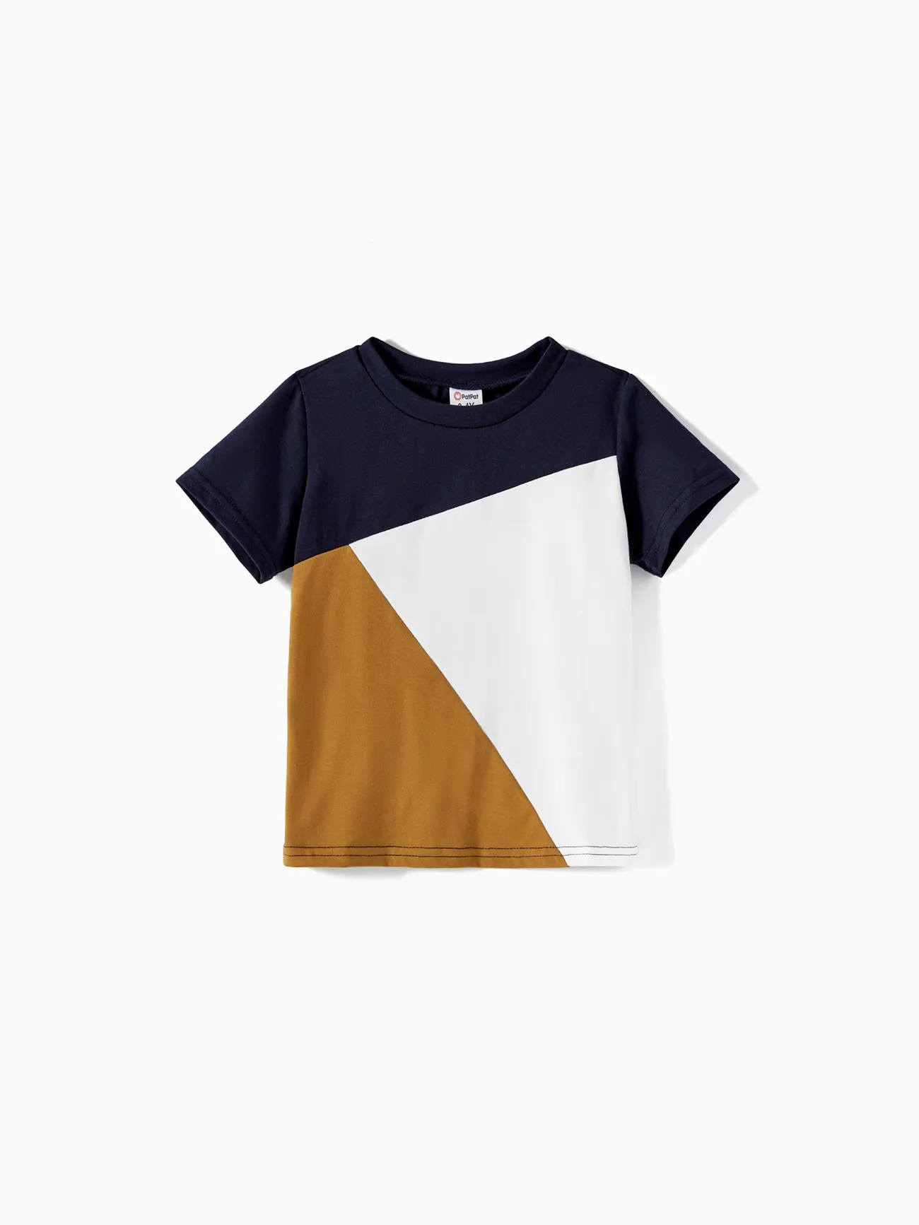 Family Matching Allover Geo Print Halter Belted Midi Dresses and Short-sleeve Colorblock T-shirts Sets