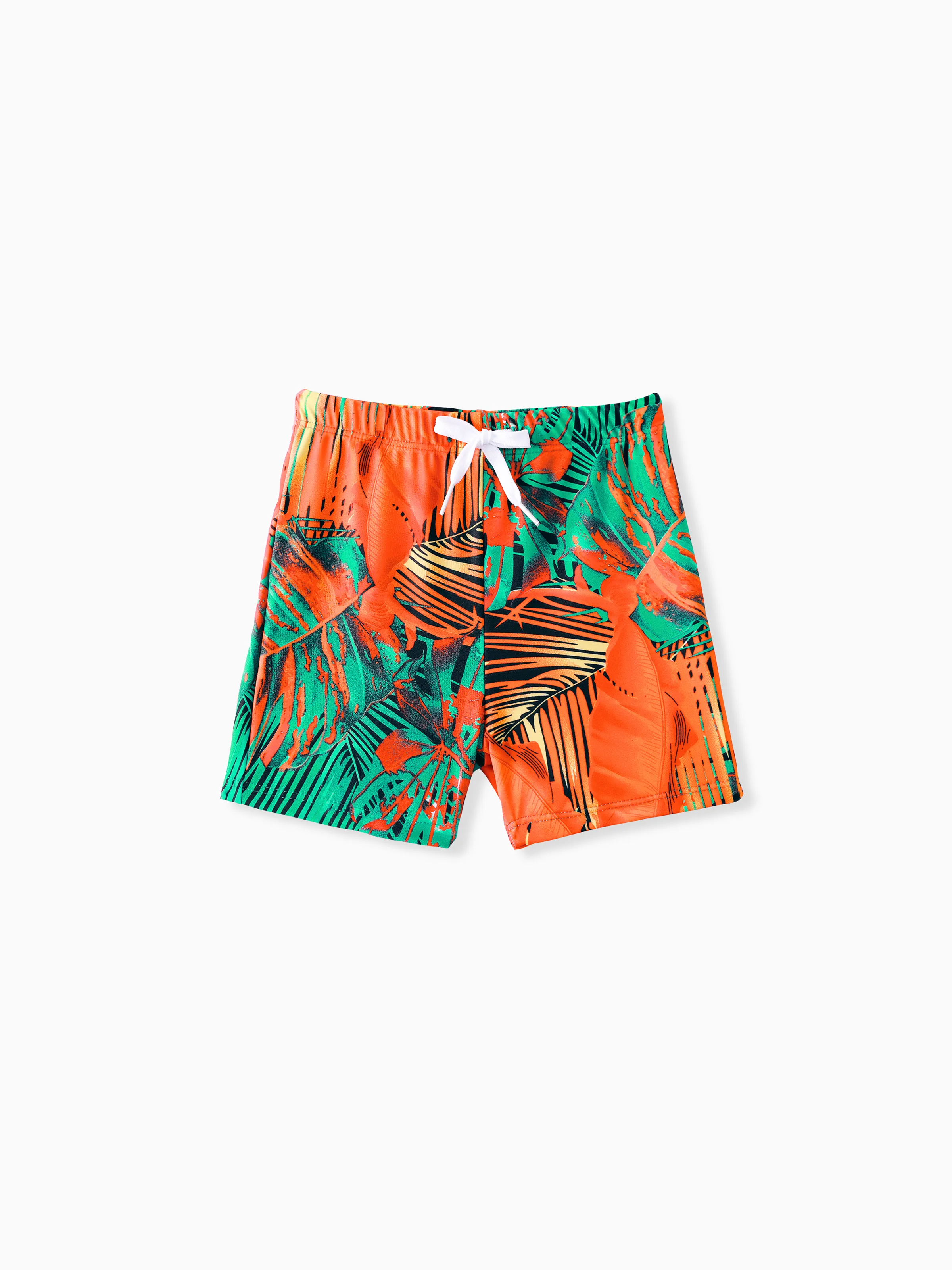 

Family Matching Tropical Leaf Printed One-Piece Swimwear or Drawstring Swim Trunks
