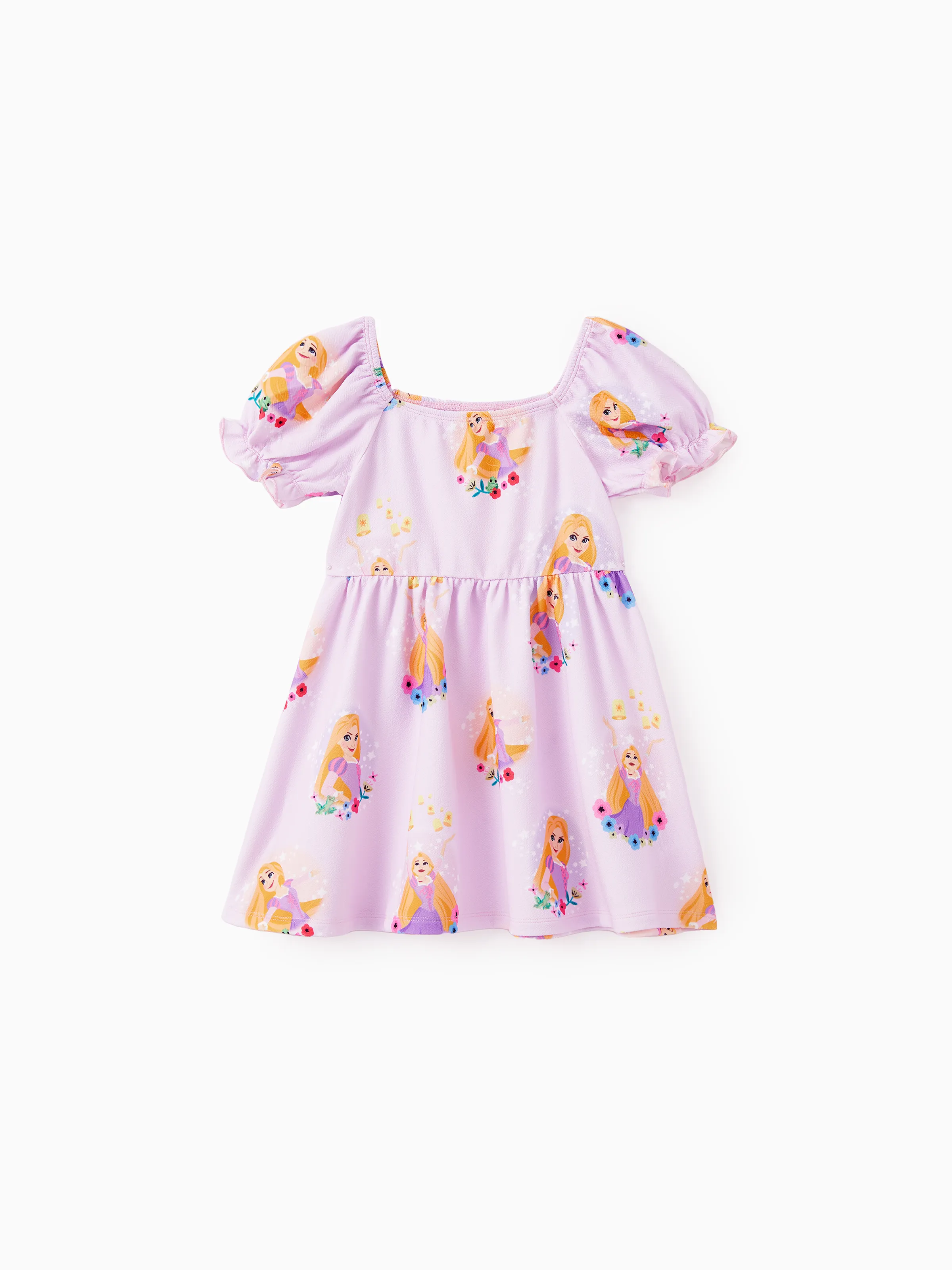 

Disney princess Mom and me Rapunzel Floral pattern Puff sleeve dress