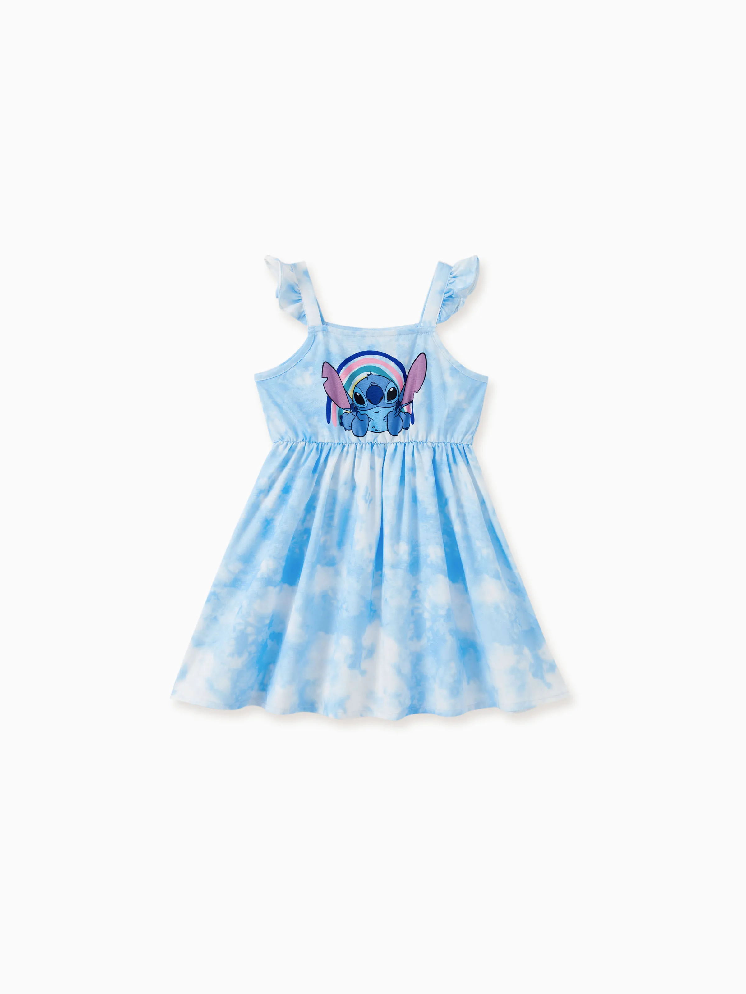 

Disney Stitch Family Matching Naia™ Floral Character Print Sky Blue Tie-Dye Sleeveless Dress/Romper/Tee