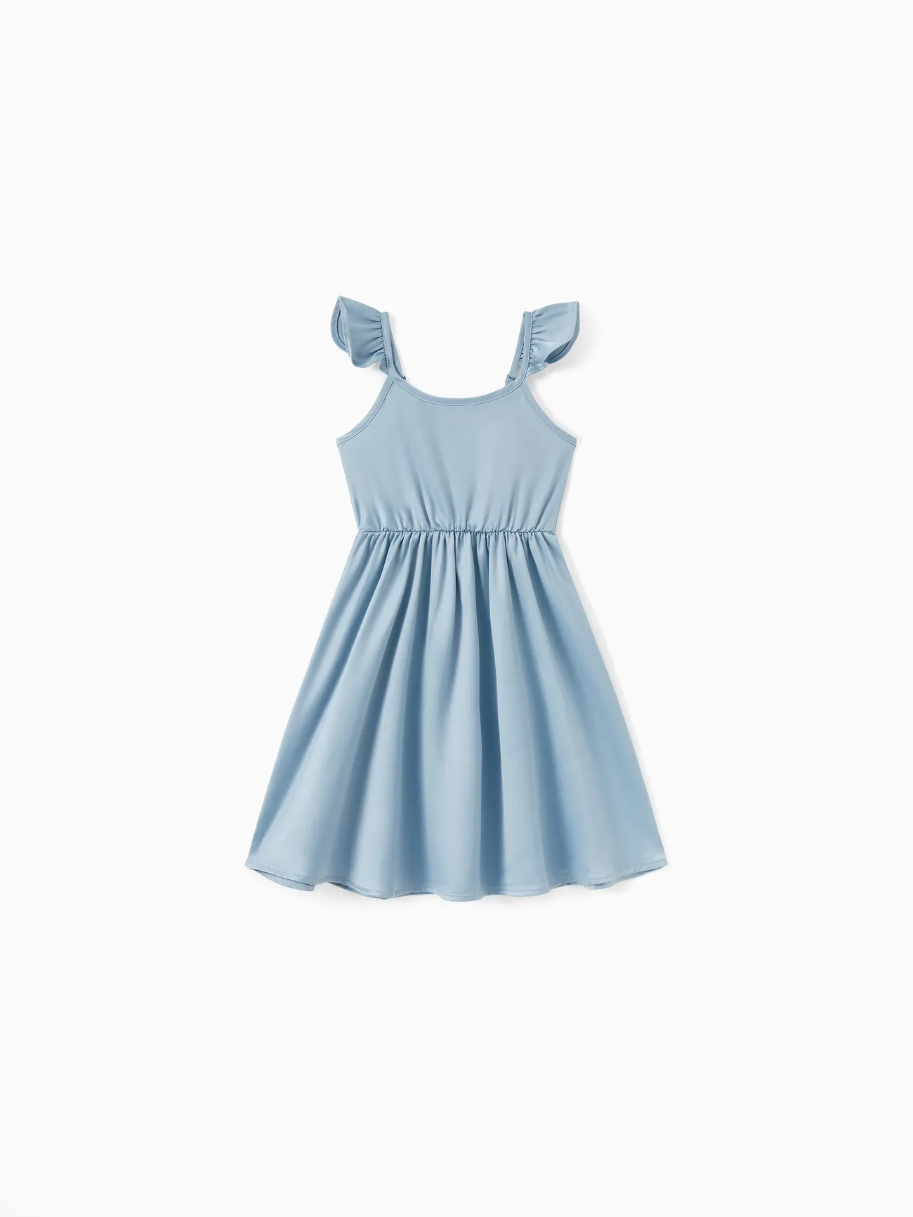 

Mommy and Me Blue Drawstring Side Ruched Detail Satin Silk Slip Dress