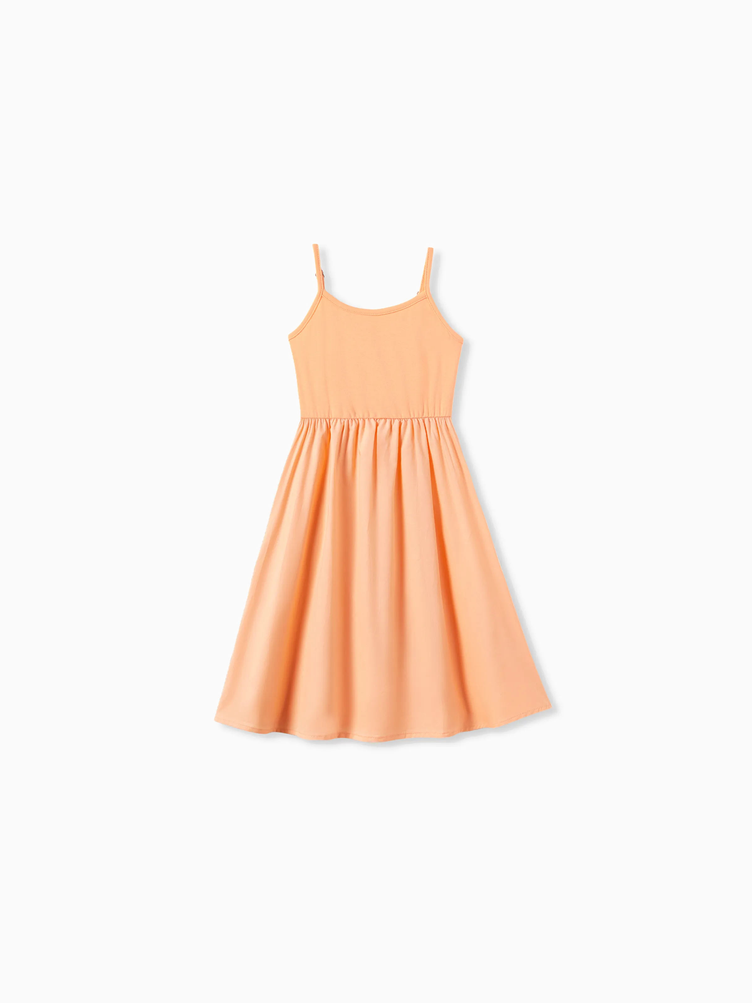 

Mommy and Me Orange Cotton Sleeveless A-Line Strap Dress