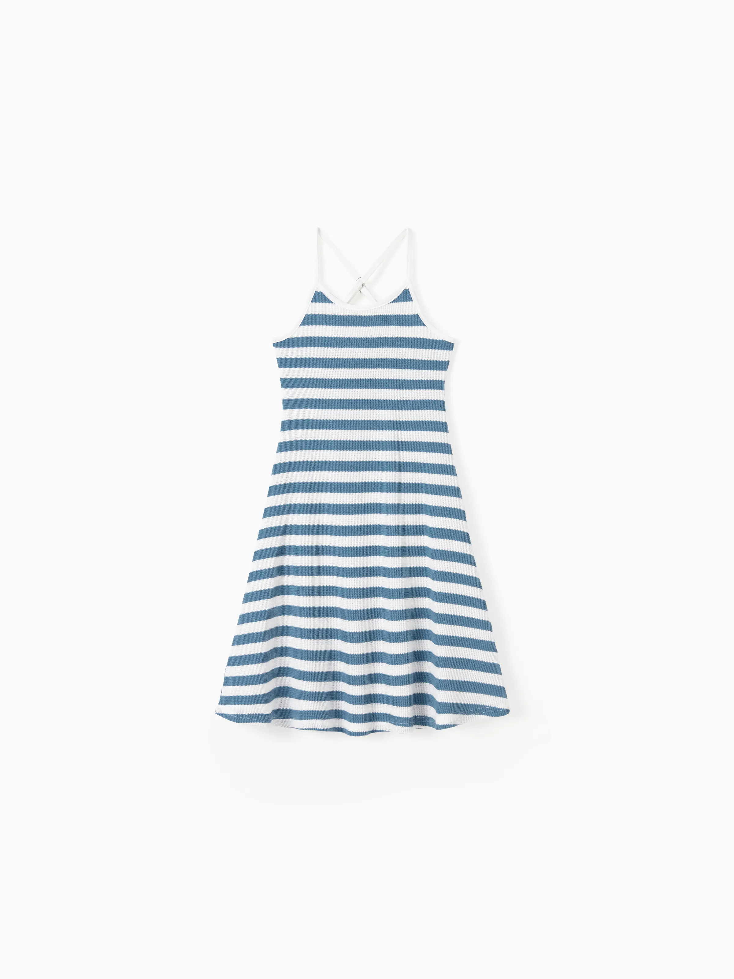 

Family Matching Sets Preppy Style Striped Tee or Strap Midi Dress