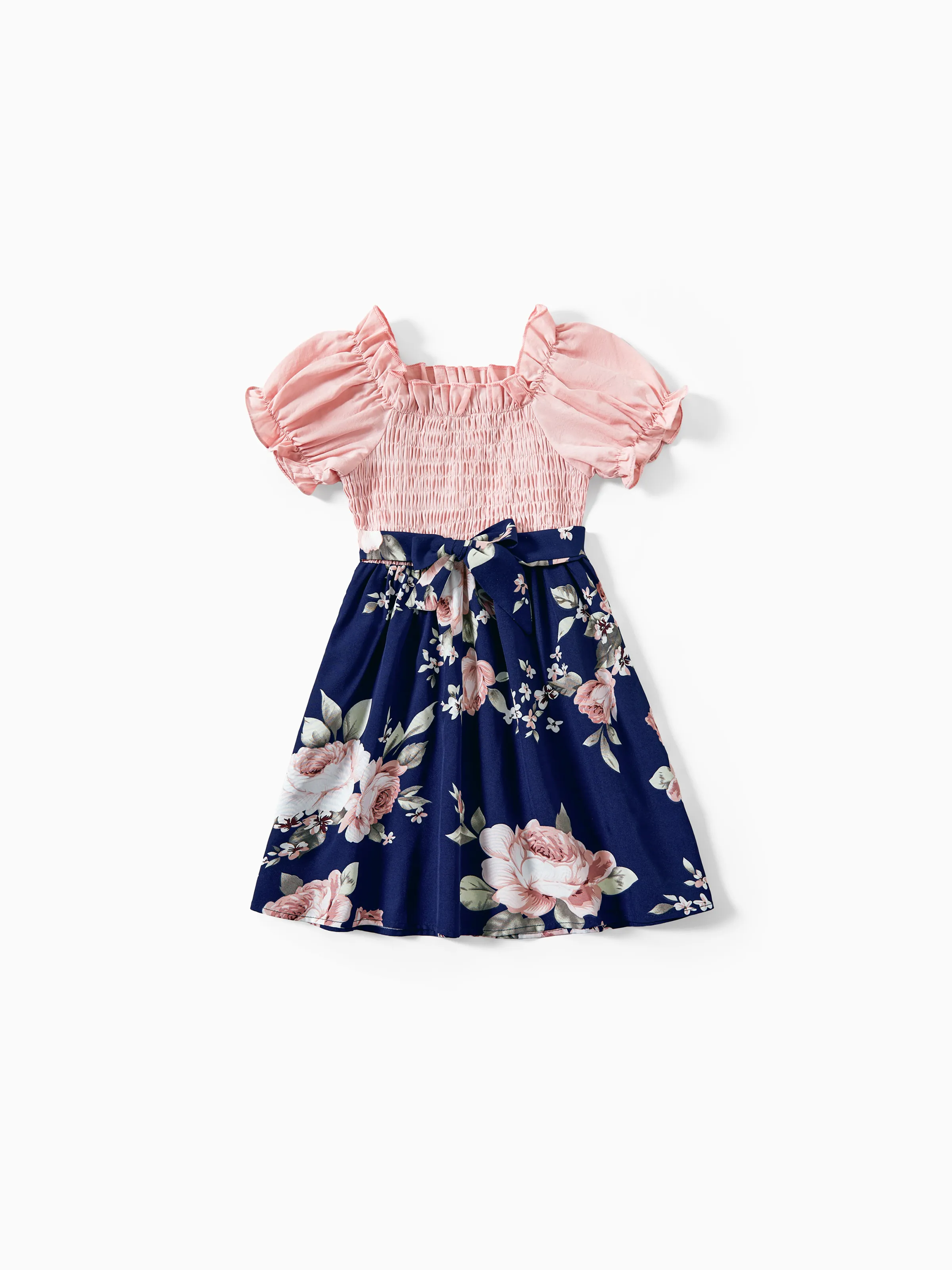 

Mommy and Me Shirred Bodice Puff Sleeve Floral Dresses