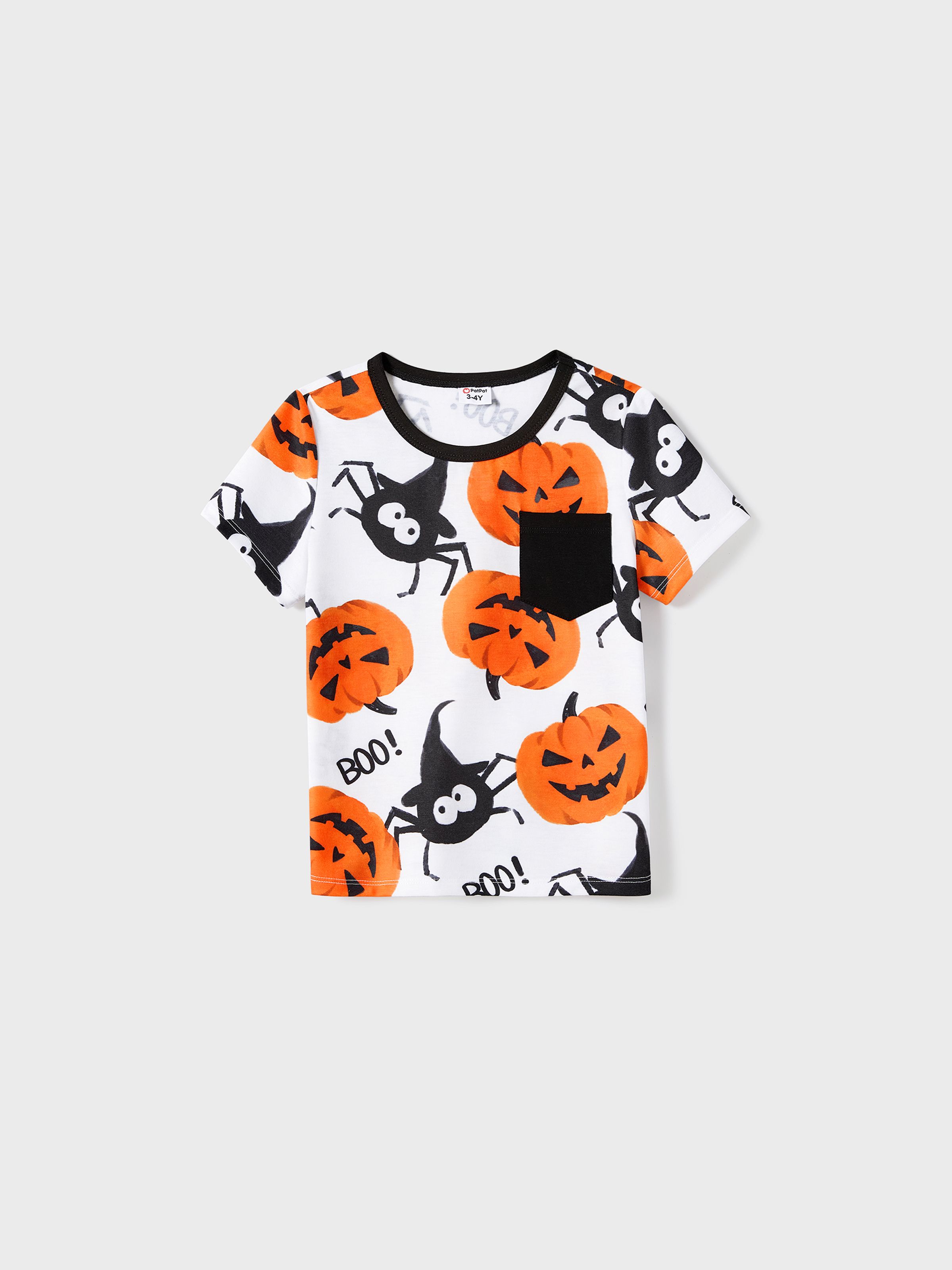 

Halloween Family Matching Pumpkin Print Dresses and Short Sleeve Colorblock Tops Sets