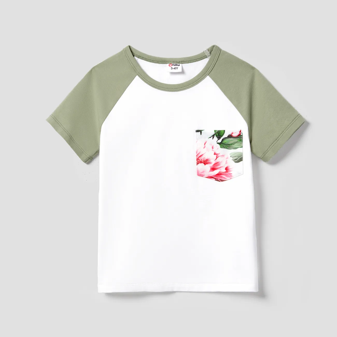 Matching Family Raglan-Sleeve T-shirt and Flutter Shoulder Floral Dress Sets
