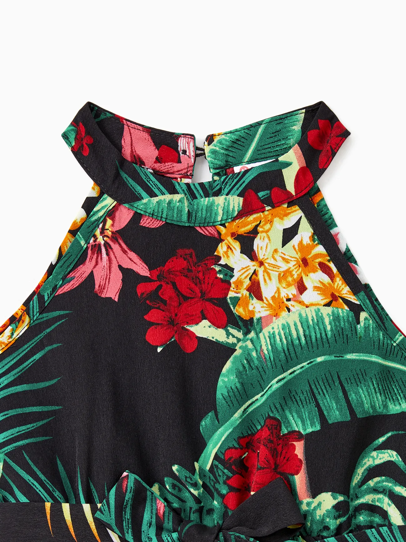 Girl - Black Matching Family Tropical Vacation Sets - Plant Floral Print Shirts and Dresses for Hawaii/Cruise/Resort - Black - image 9