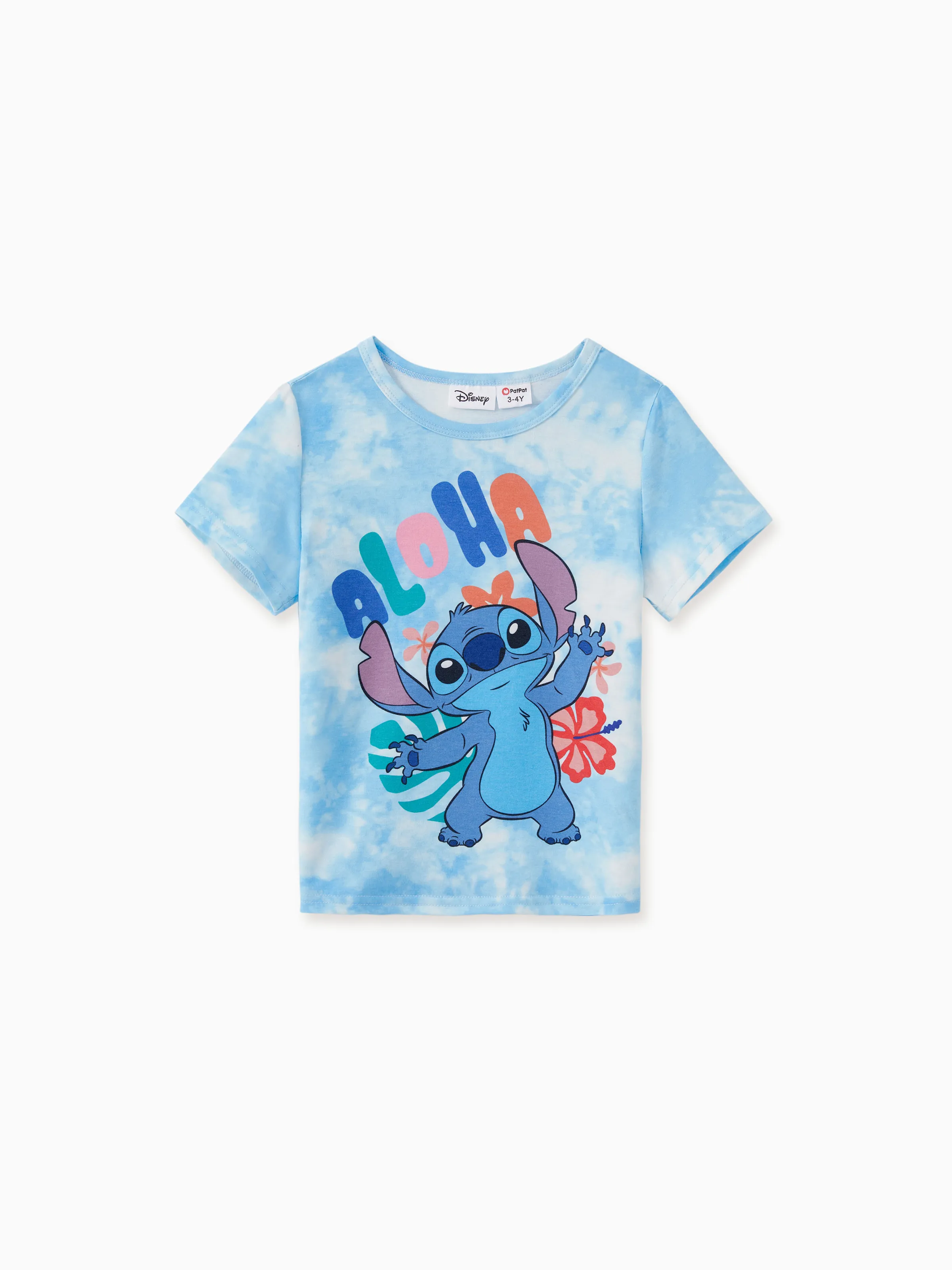 

Disney Stitch Family Matching Naia™ Floral Character Print Sky Blue Tie-Dye Sleeveless Dress/Romper/Tee