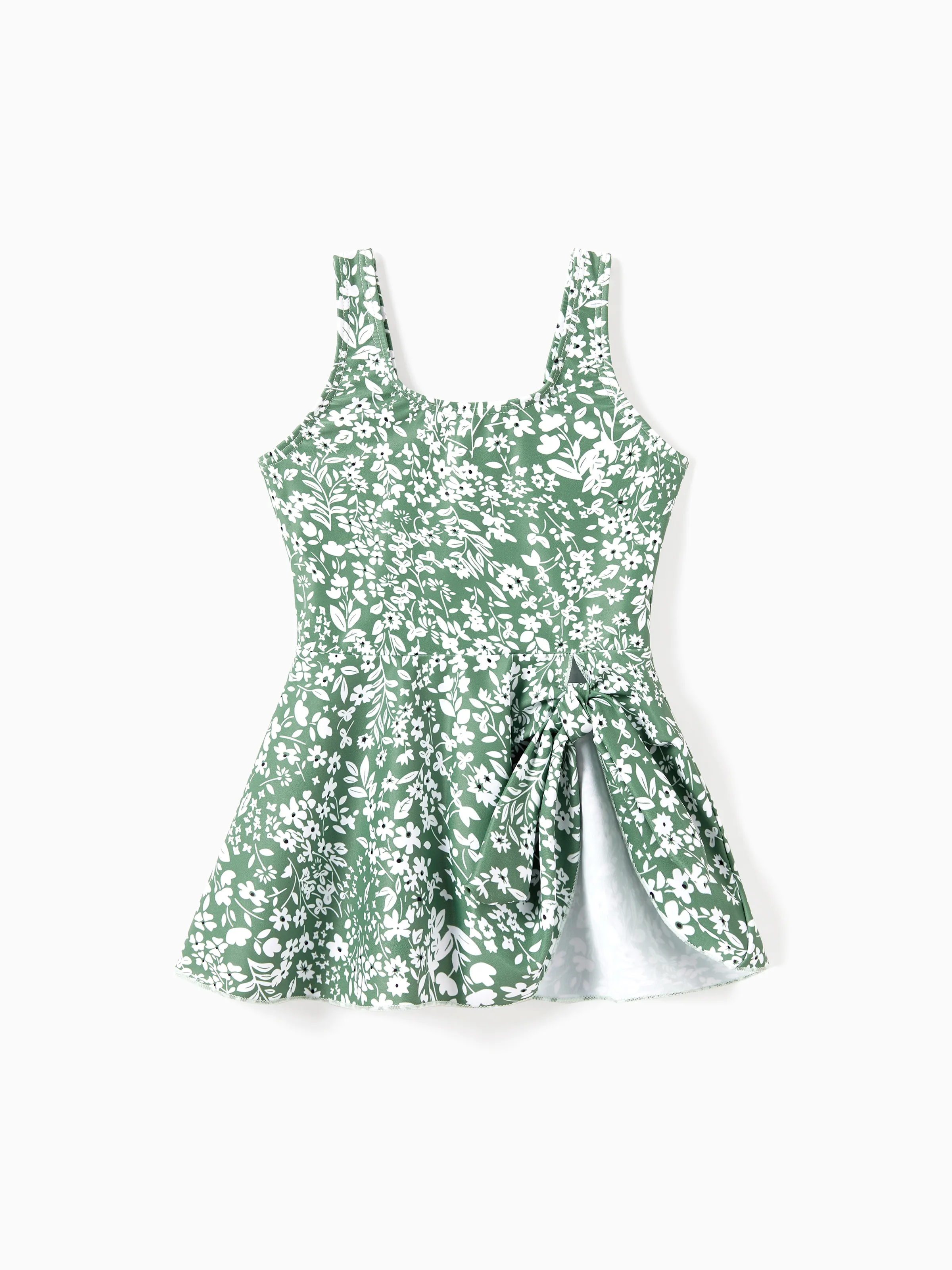 

Family Matching Swimsuit Drawstring Swim Trunks or Ditsy Floral Bow Side Tankini