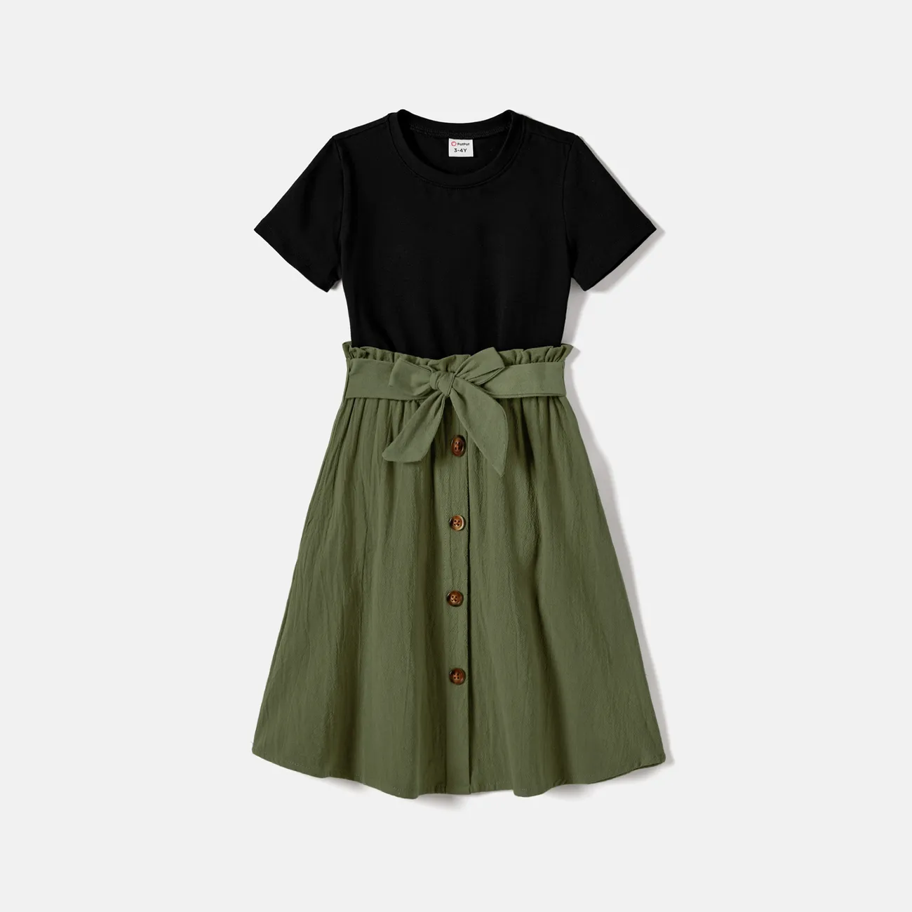 Family Matching Sets Two Tone Short-sleeve Belted Co-ord Set or Color Block T-shirts