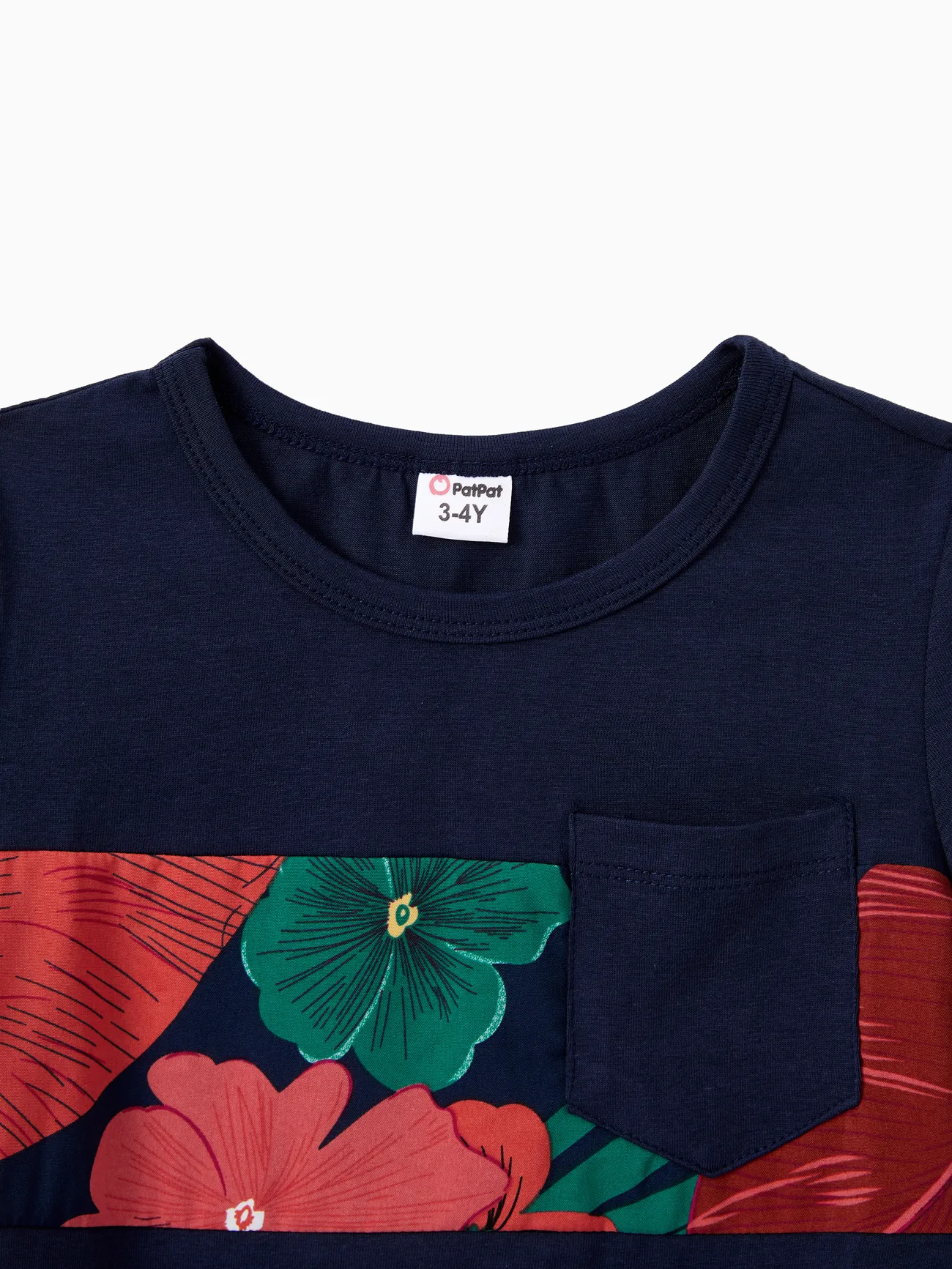 Boy - Family Matching Sets Floral Panel Black tee and V-neck Strap Dress with Hidden Snap - Deep Blue - image 21