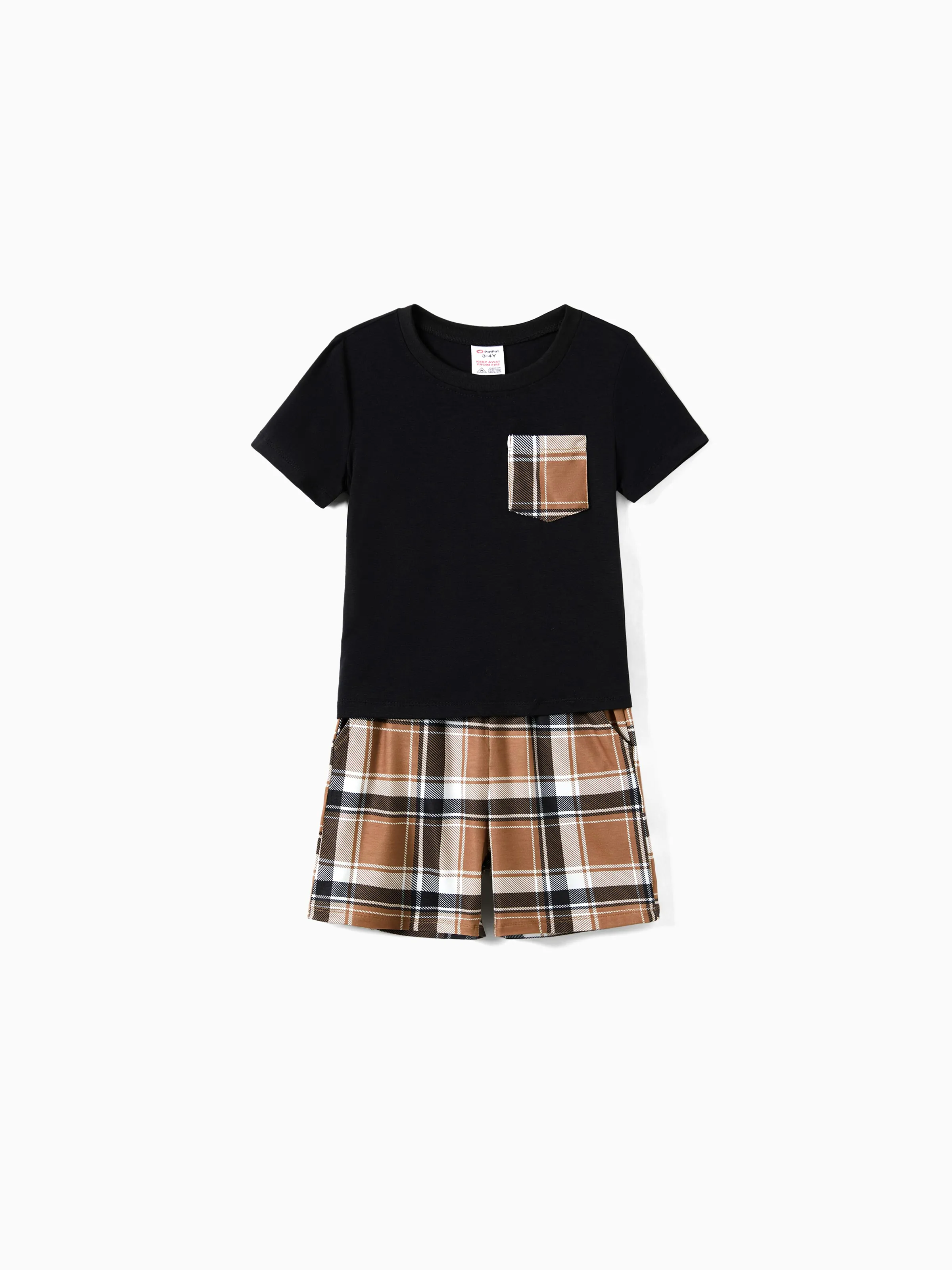 

Family Matching Black Bear Top and Plaid Shorts Pajamas Sets