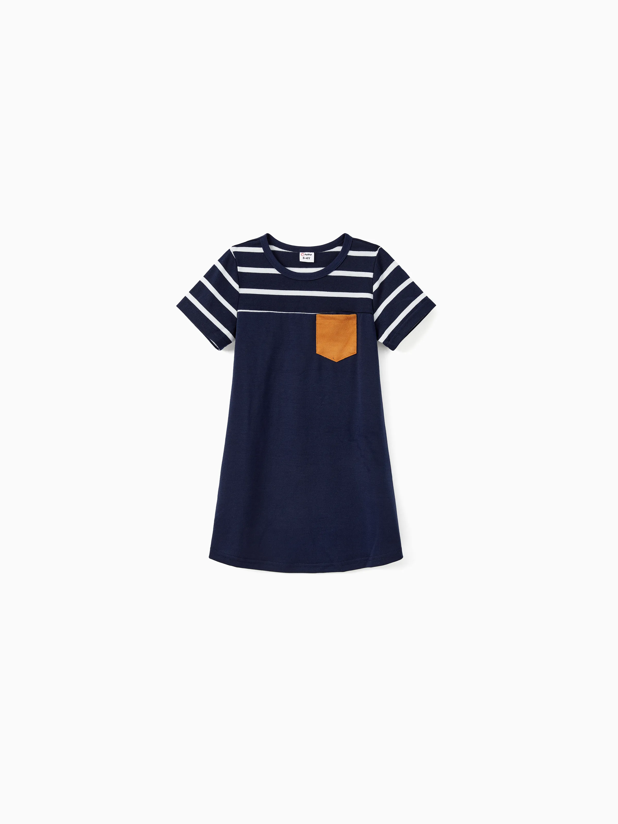 conjuntos de camisetas de manga corta y vestidos empalmados a rayas a juego de la familia