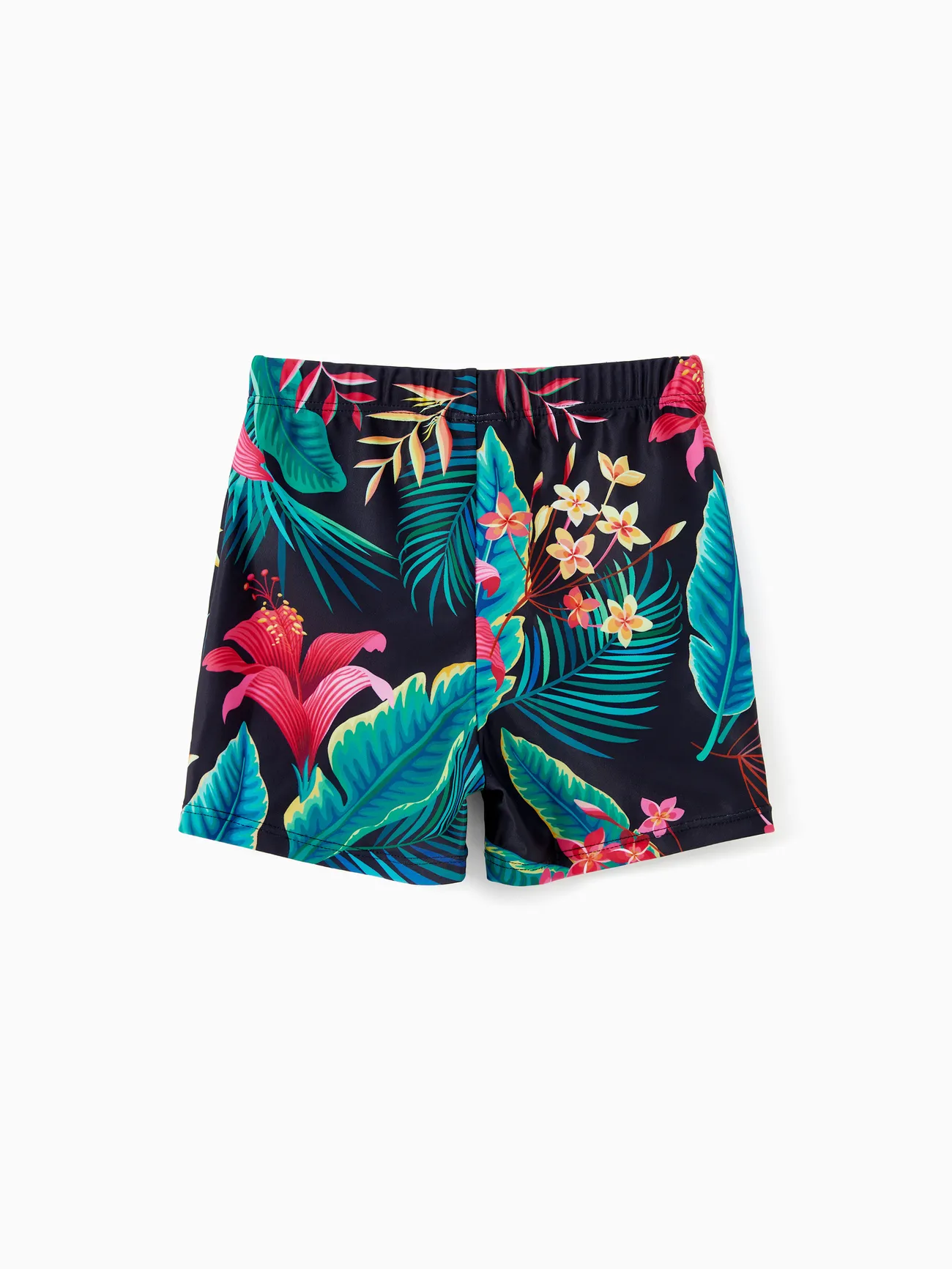 Boy - Matching Family Swimsuits Black Plant Print- Crisscross One-Piece Swimwear and Swim Trunk - Black - image 13