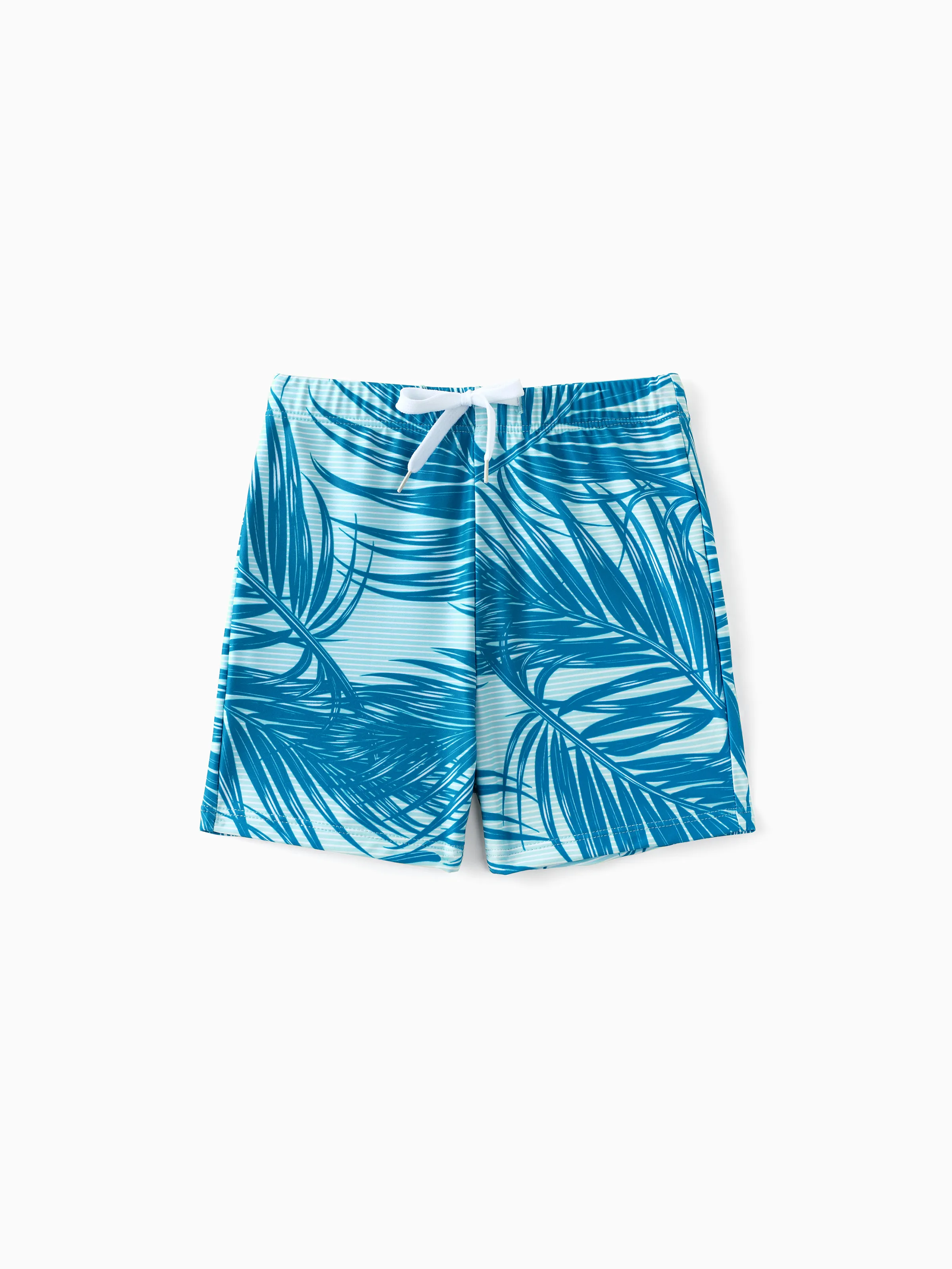 

Family Matching Leaf Pattern Drawstring Swim Trunks or One-Shoulder Bikini with Removable Strap