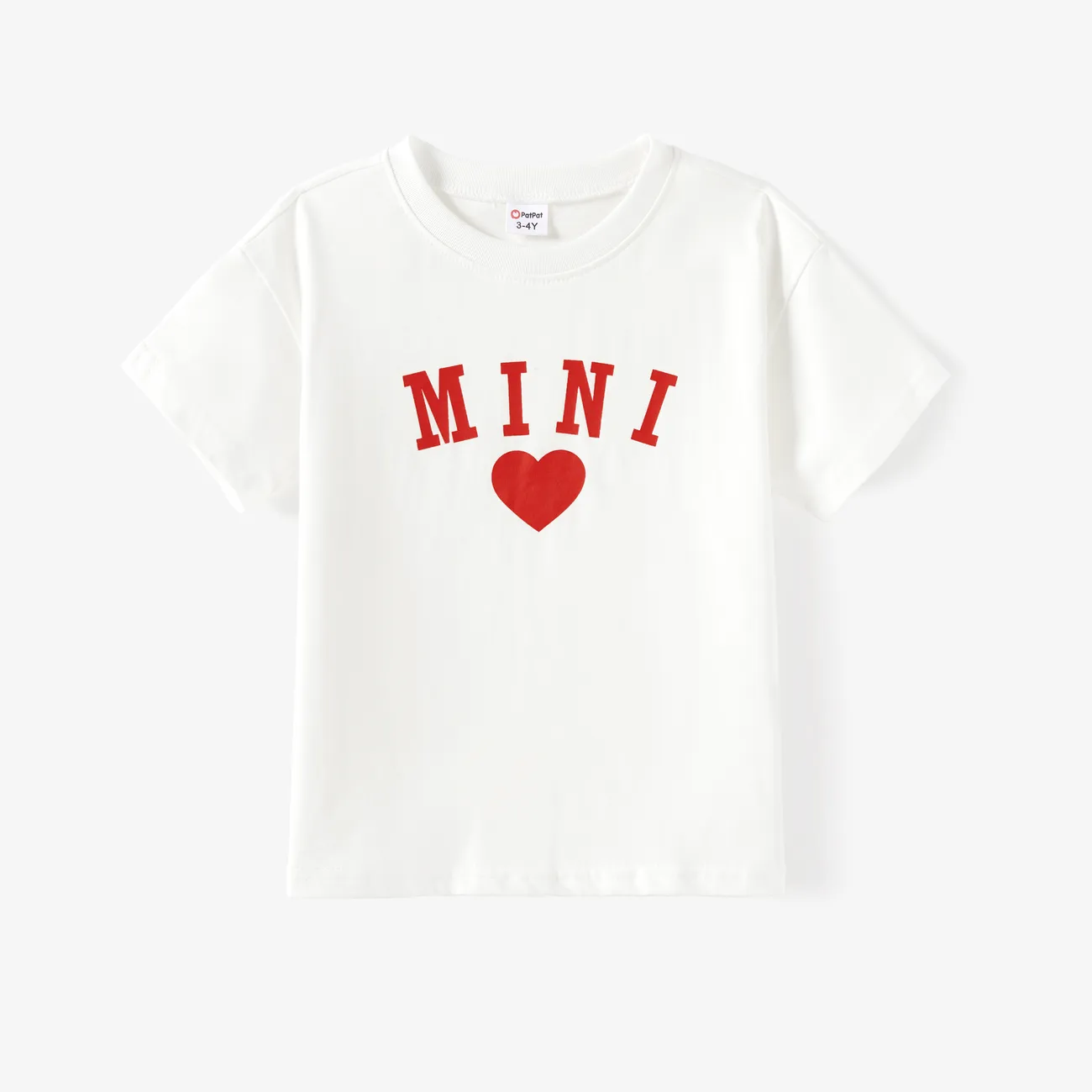 Mommy and Me Oversize Heart Pattern Cotton Short Sleeves Top