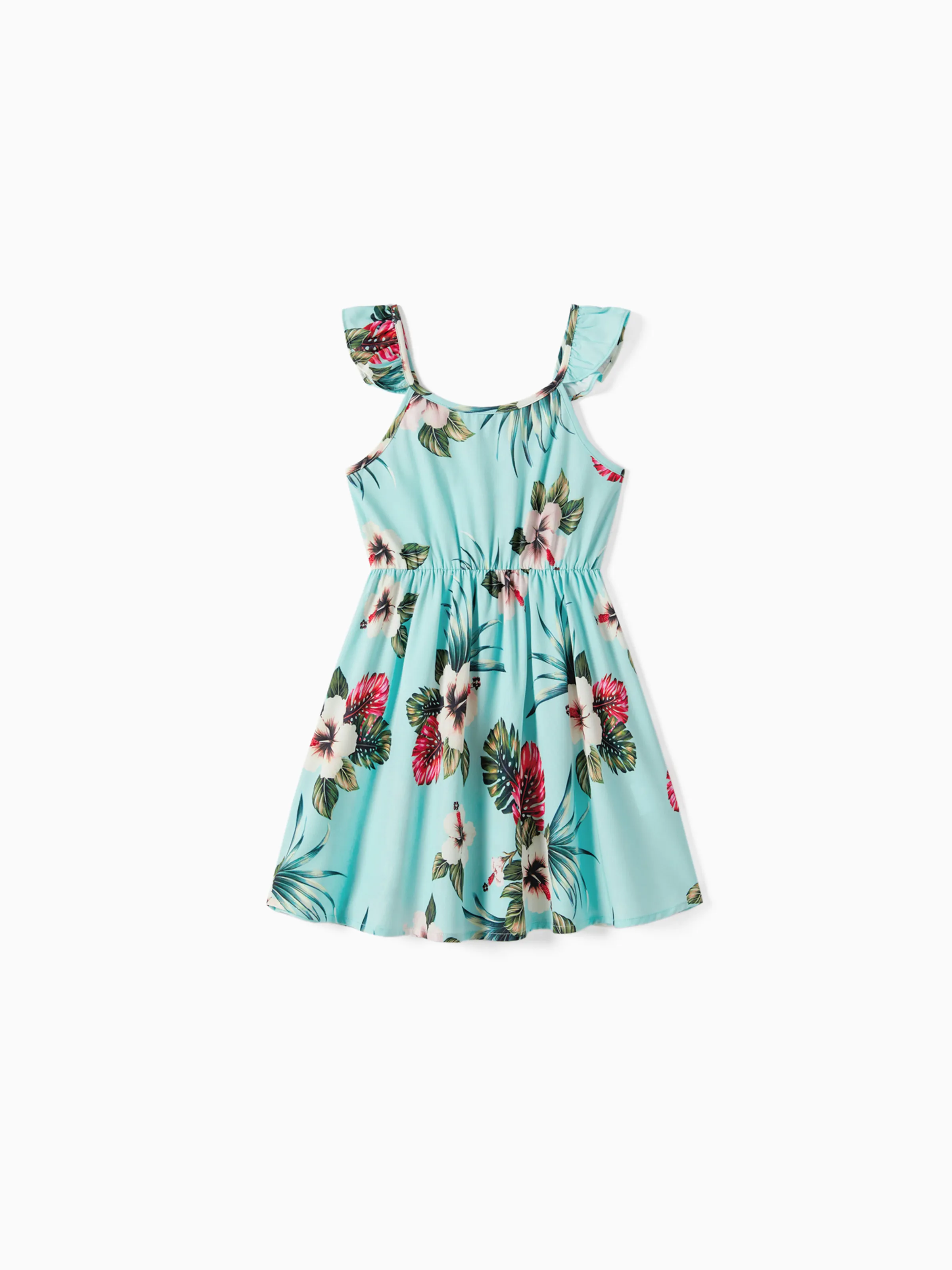 

Family Summer Matching Outfits Drawstring Tropical Floral Casual Suits