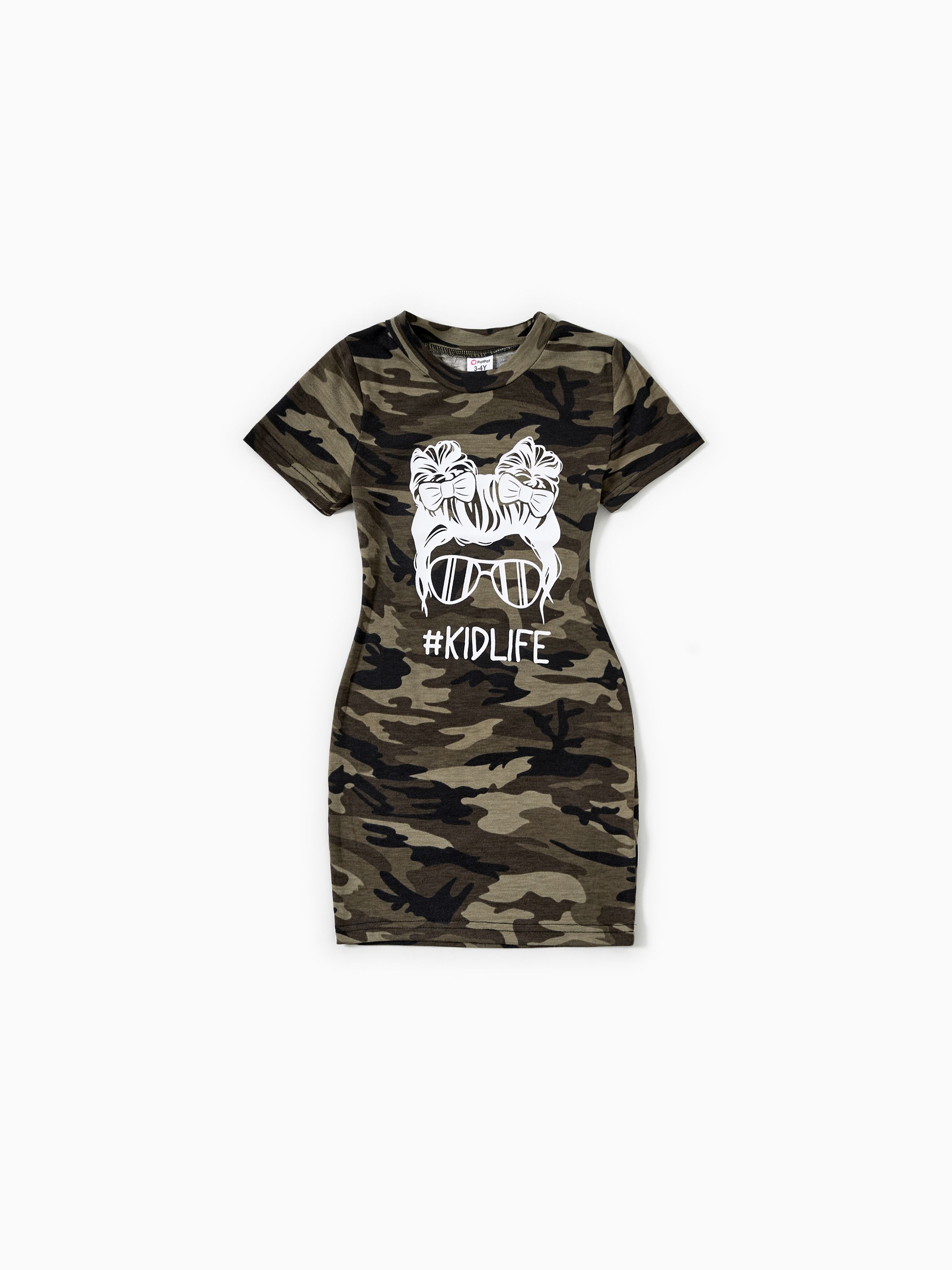 

Family Matching Portrait Printed Camo Tee and Bodycon Dress Sets