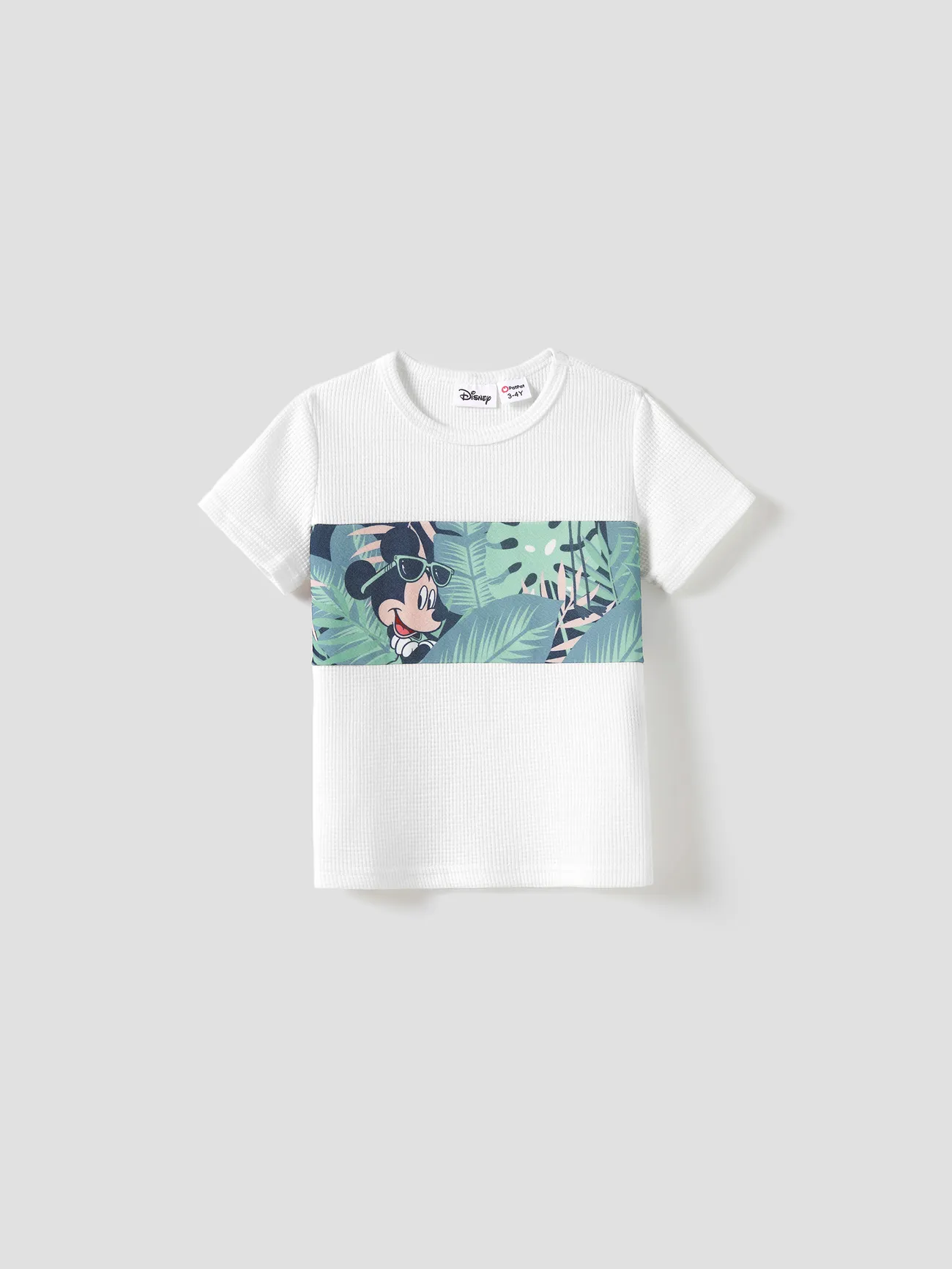 Boy - Disney Family Shirts with Tropical Botanical Print -Mickey & Minnie Mouse T-Shirts (Waffle Fabric) - greenwhite - image 12