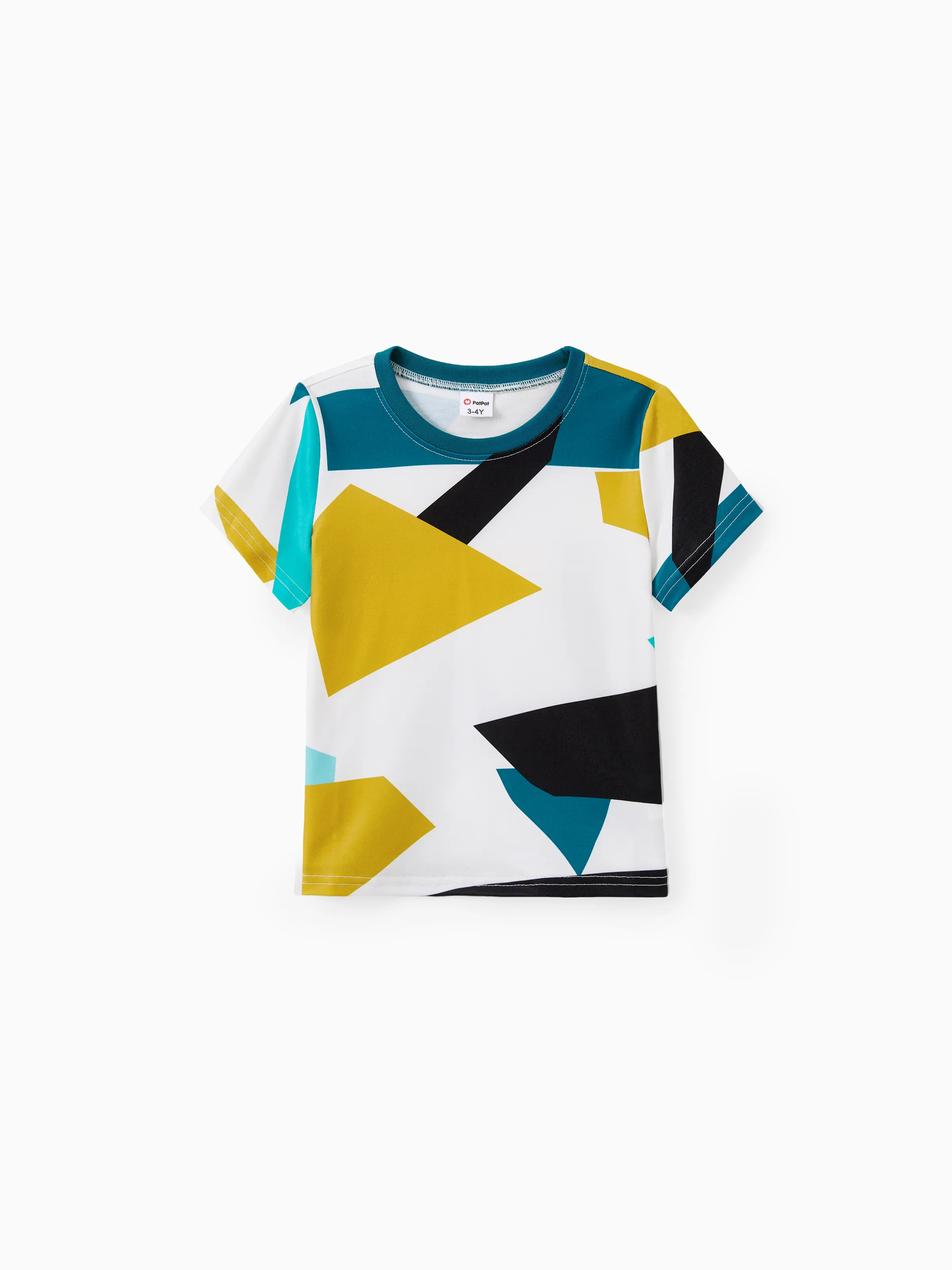 

Family Matching Sets Color Block Tee or Geometric Pattern V-Neck Button Sleeveless Belted Dress