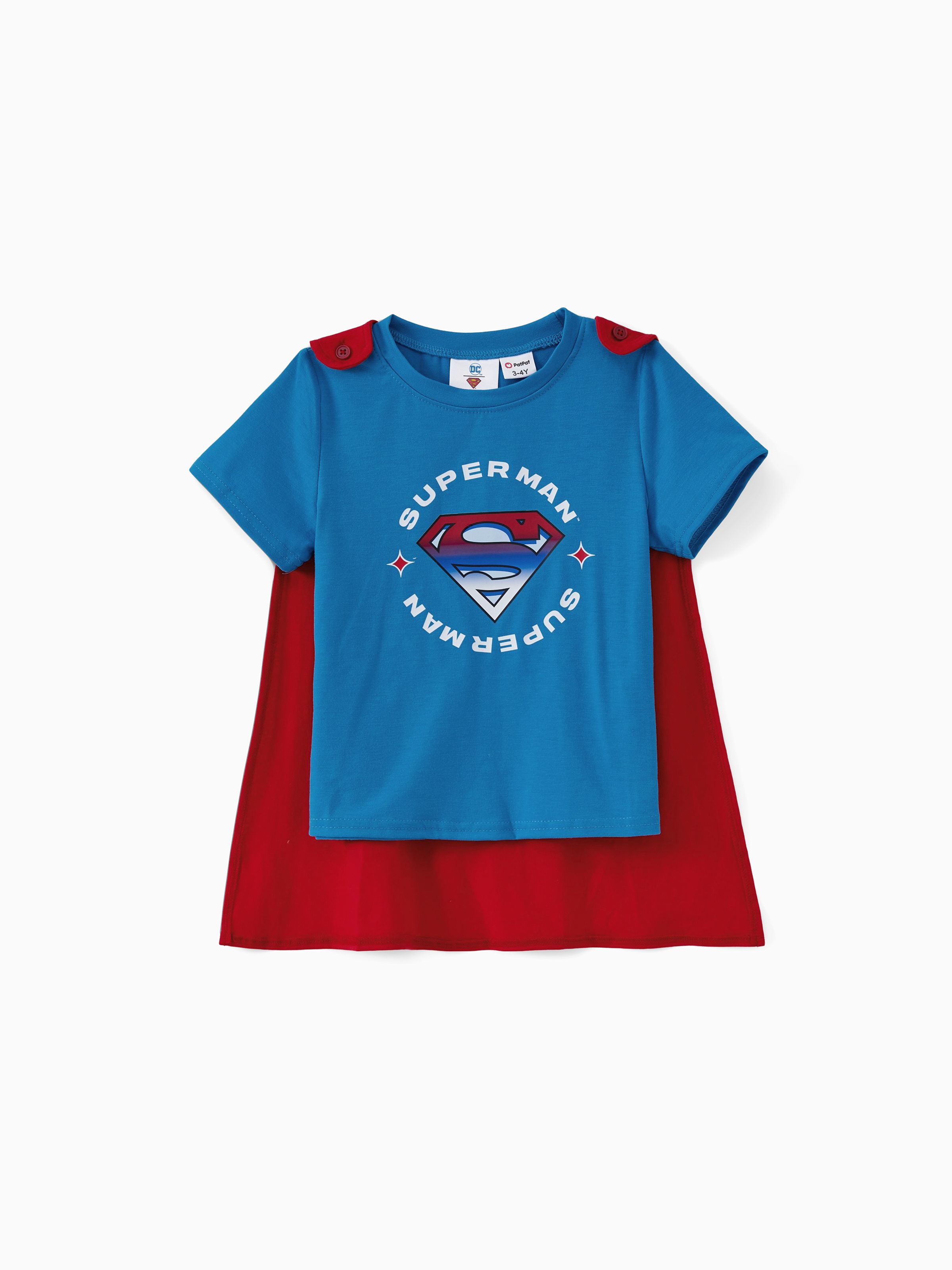 

Justice League Family Matching Cotton Superman Logo Print Tee/Onesie with Superman Cape