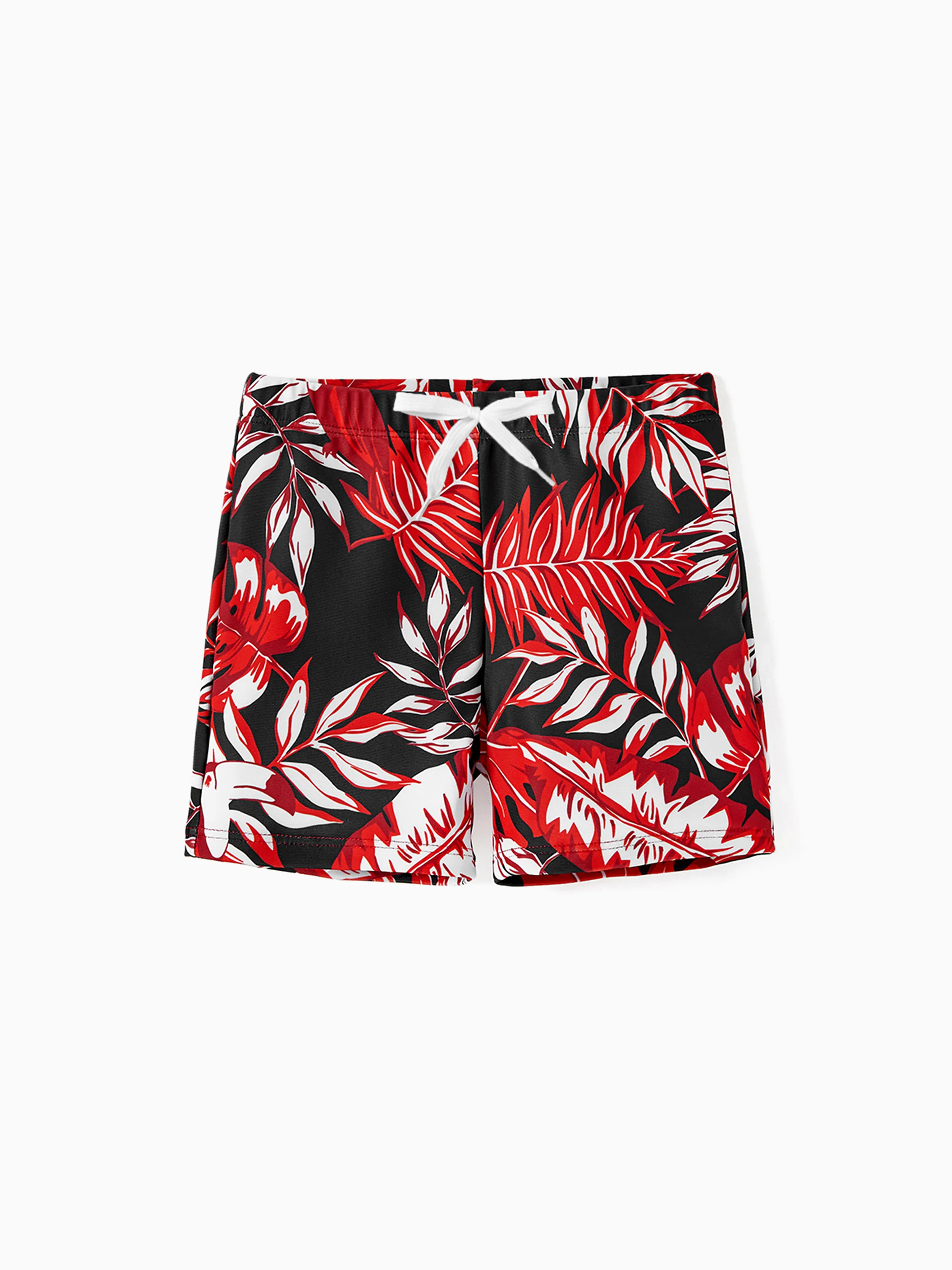 

Family Matching Allover Plant Print Swim Trunks and Scallop Trim One-piece Swimsuit