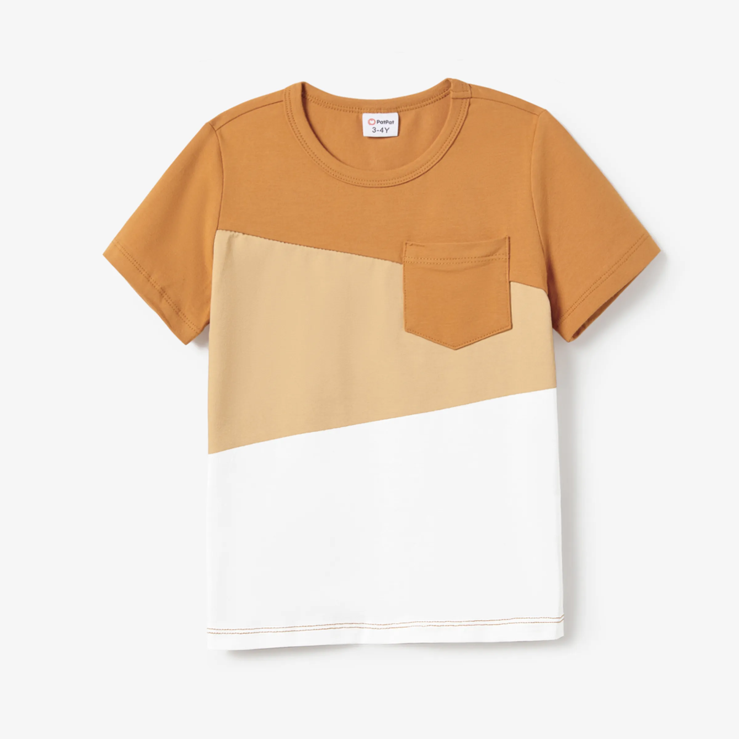 Family Matching Sets Color Block Tee And Embossed Button Strap Dress With Large Pockets